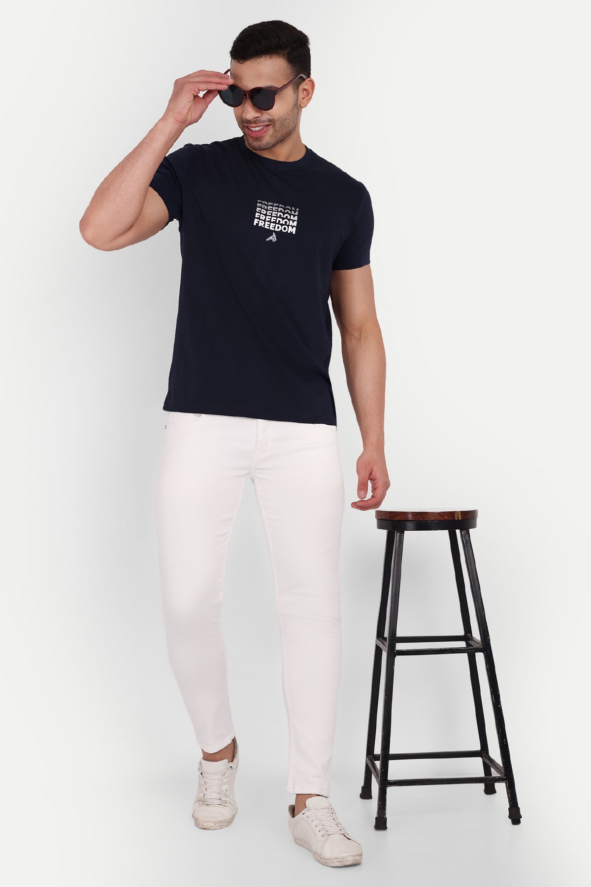 Men White Ankle Fit Denim Jeans