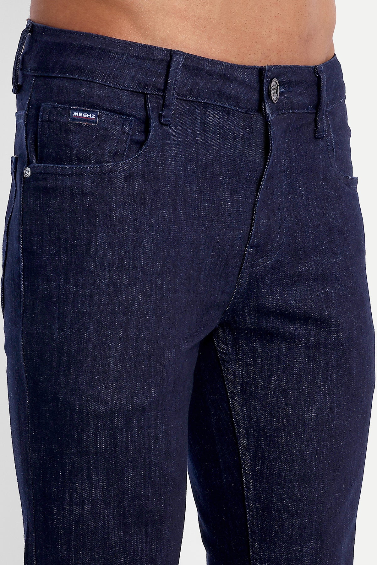 MENS SLIM FIT RAW INDIGO DENIM JEANS