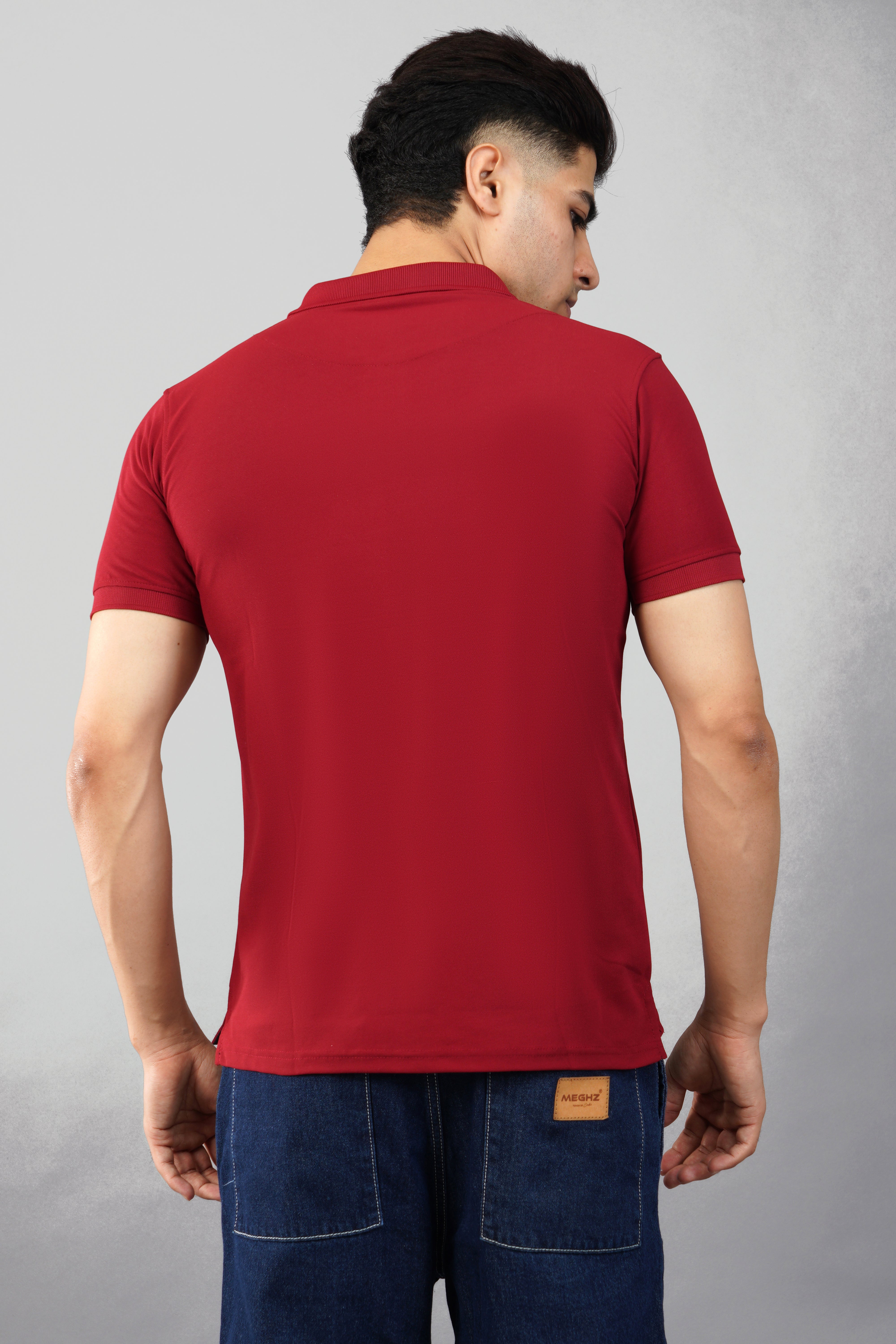 MENS POLO PRINTED MAROON T-SHIRT