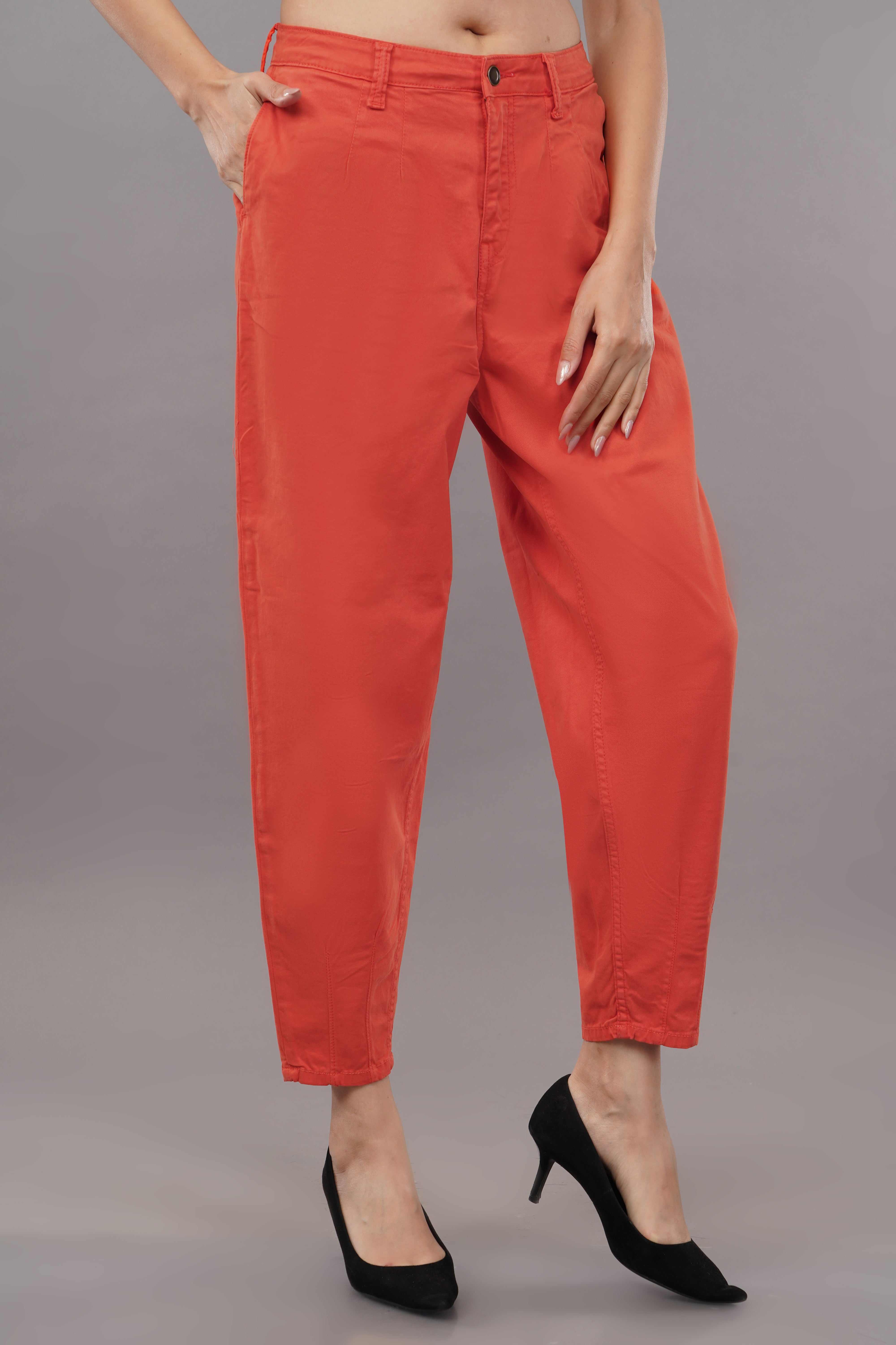 Women's Orange Slouchy Fit Jeans