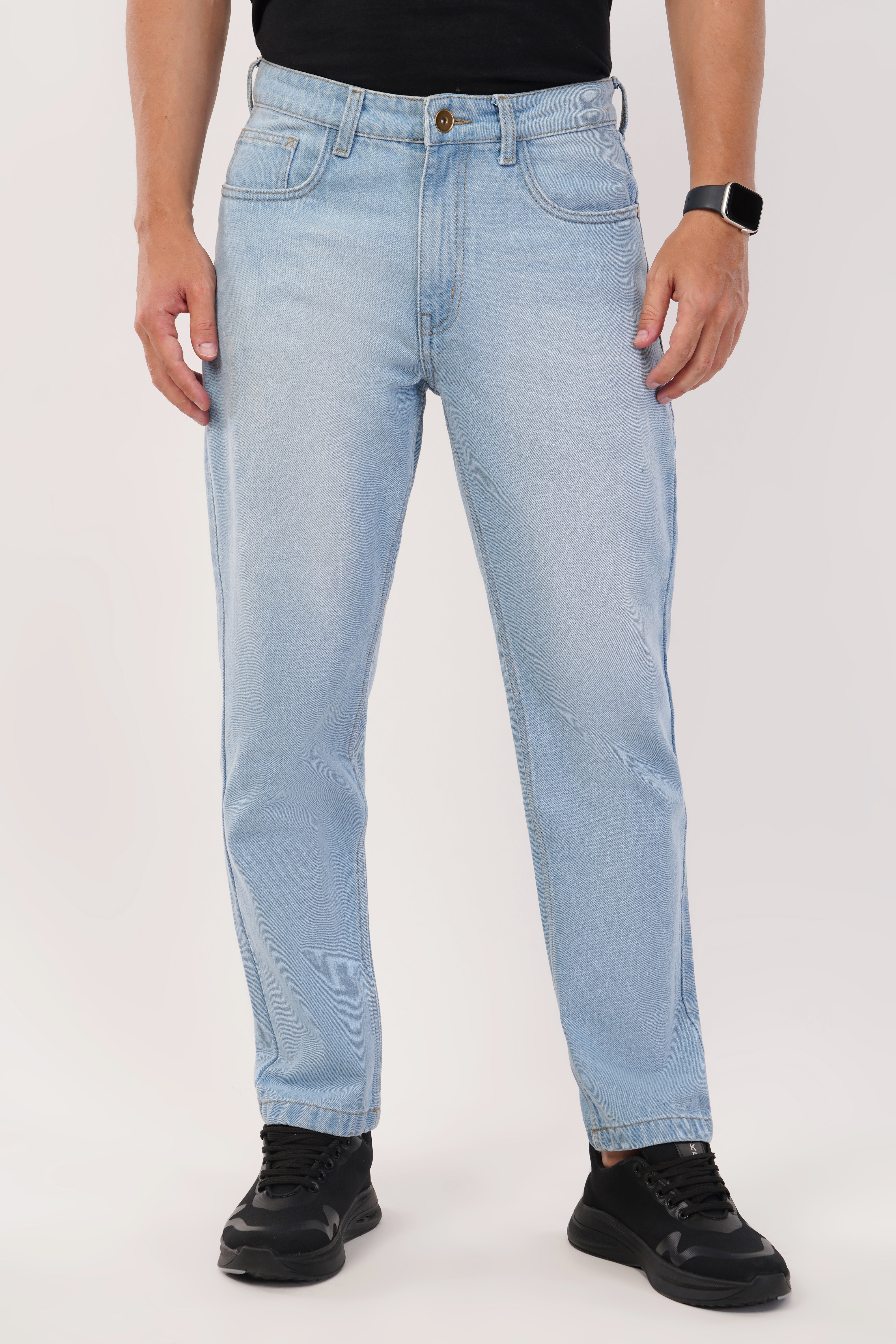 Men Straight Fit High-Rise Light Fade Jeans