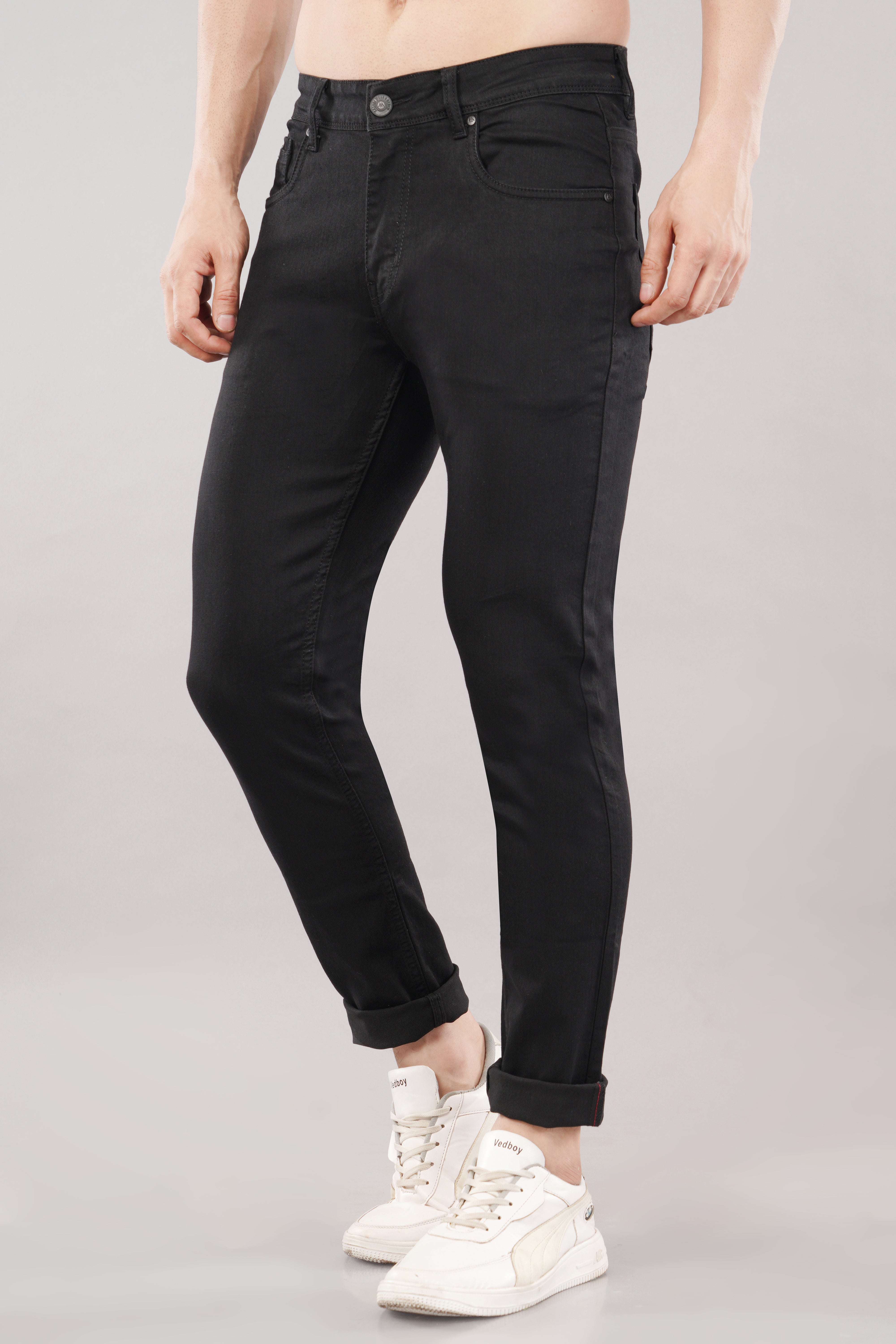 MENS SKINNY CROPPED FIT DENIM JEANS