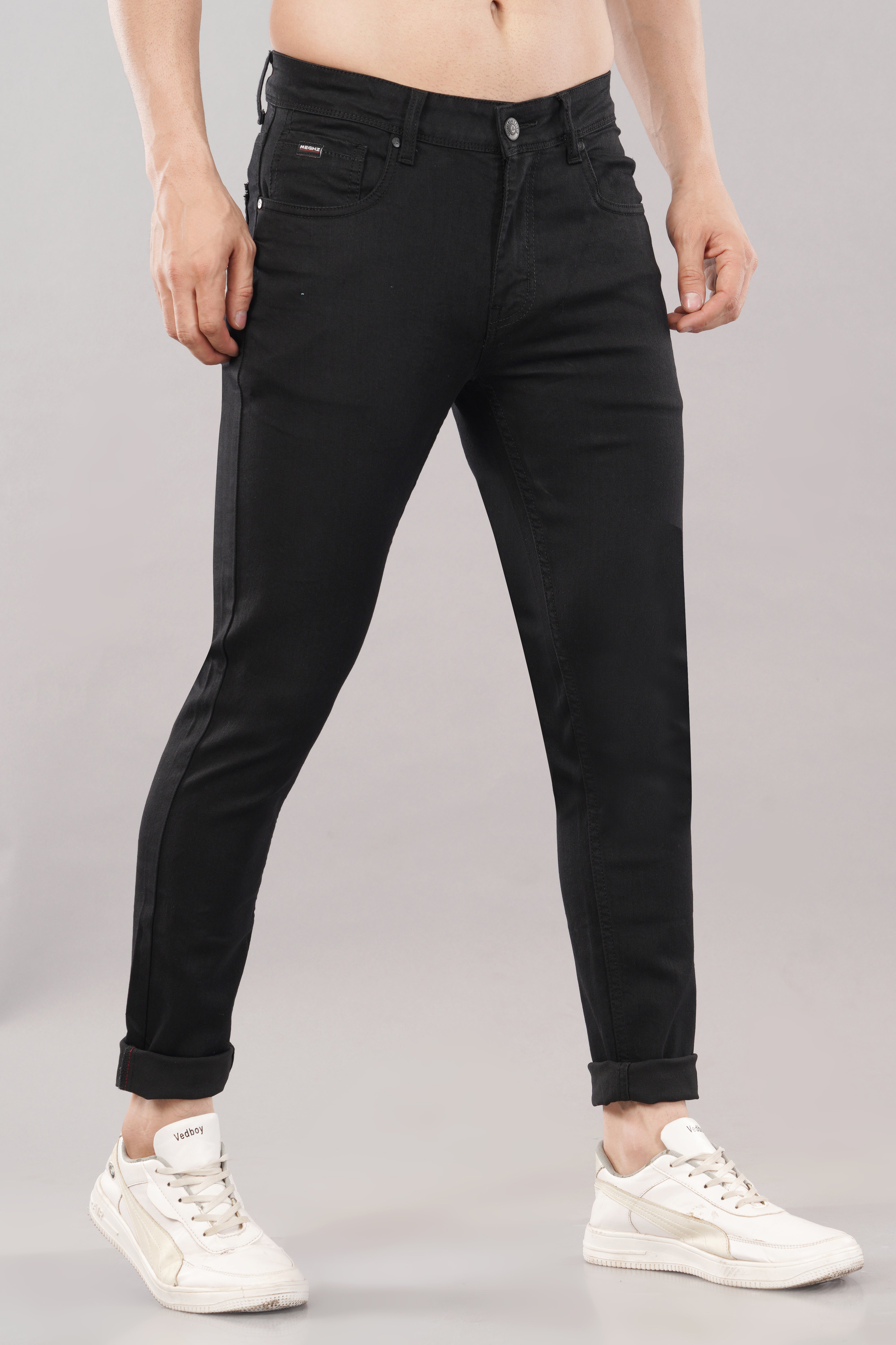 MENS SKINNY CROPPED FIT DENIM JEANS