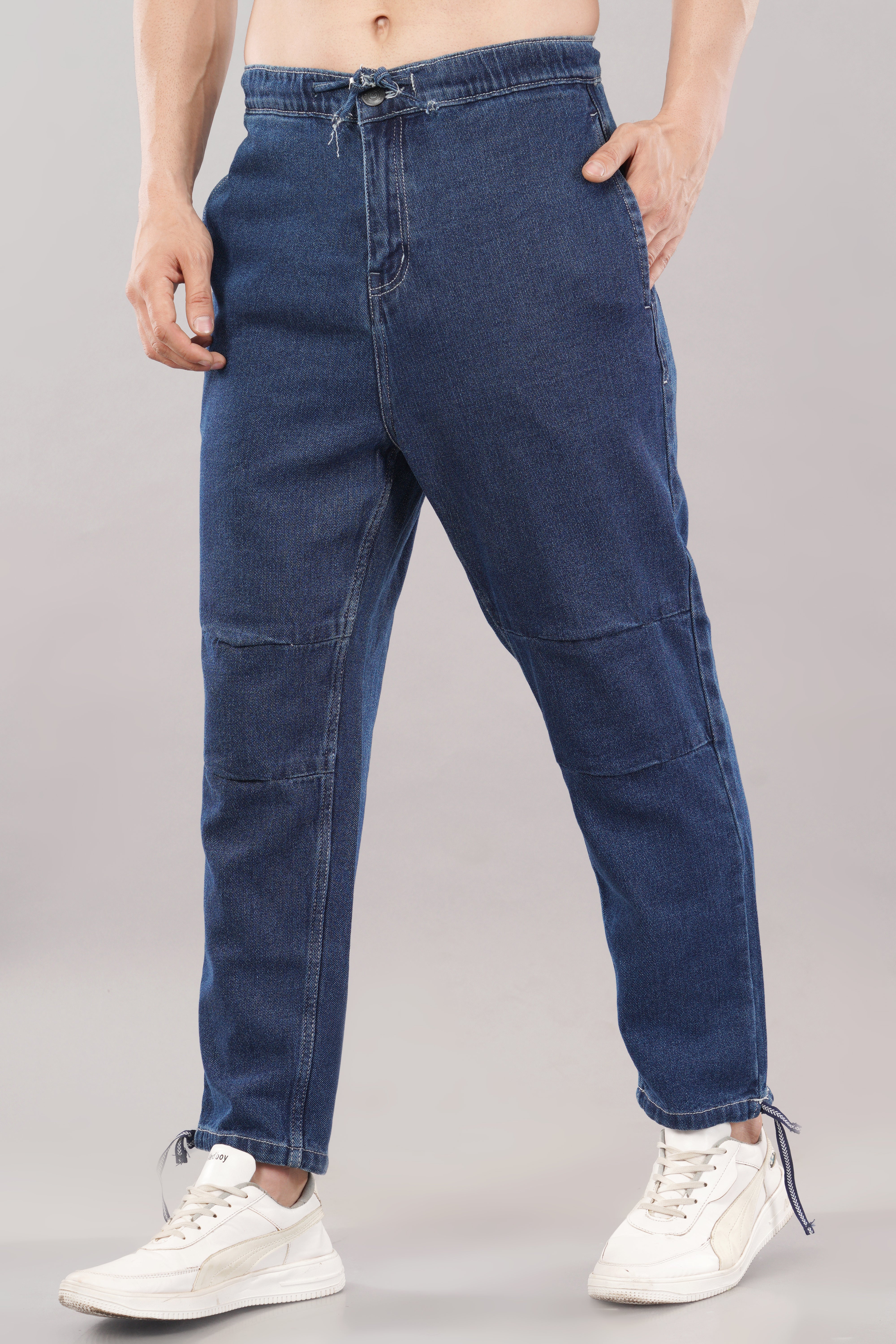 MEN PARACHUTE DARK BLUE BAGGY FIT DENIM JEANS