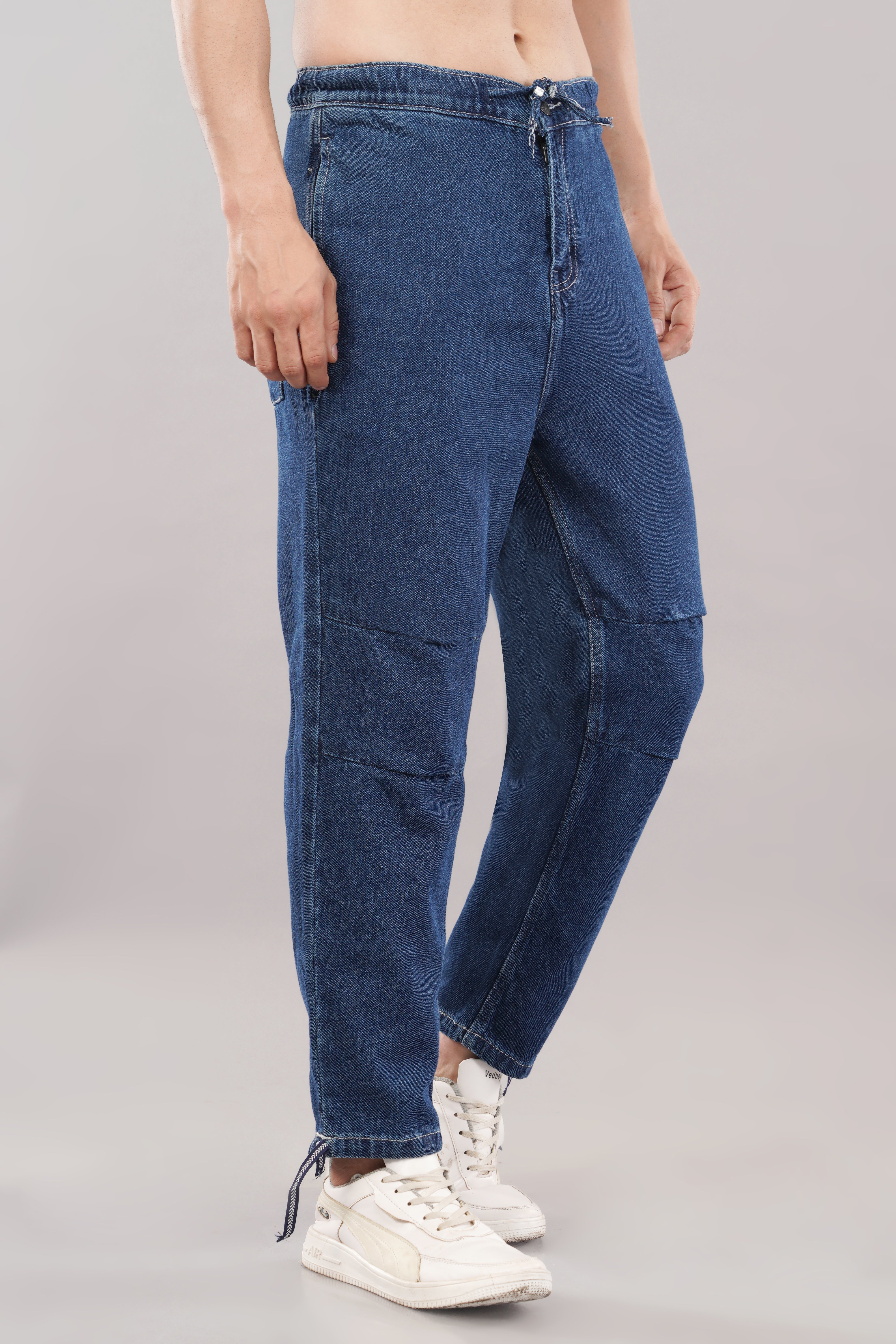 MEN PARACHUTE DARK BLUE BAGGY FIT DENIM JEANS