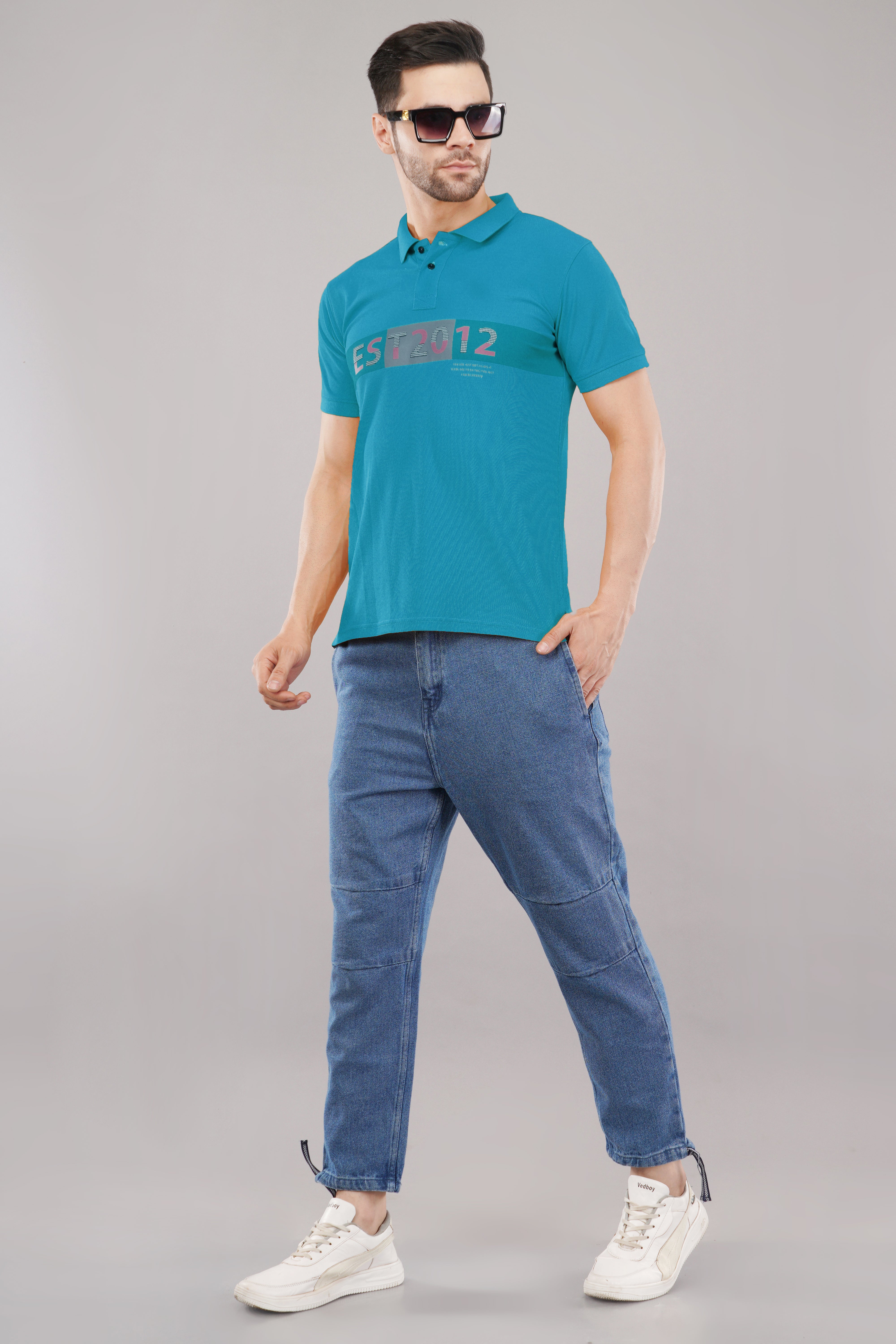 MEN PARACHUTE BLUE BAGGY FIT DENIM JEANS