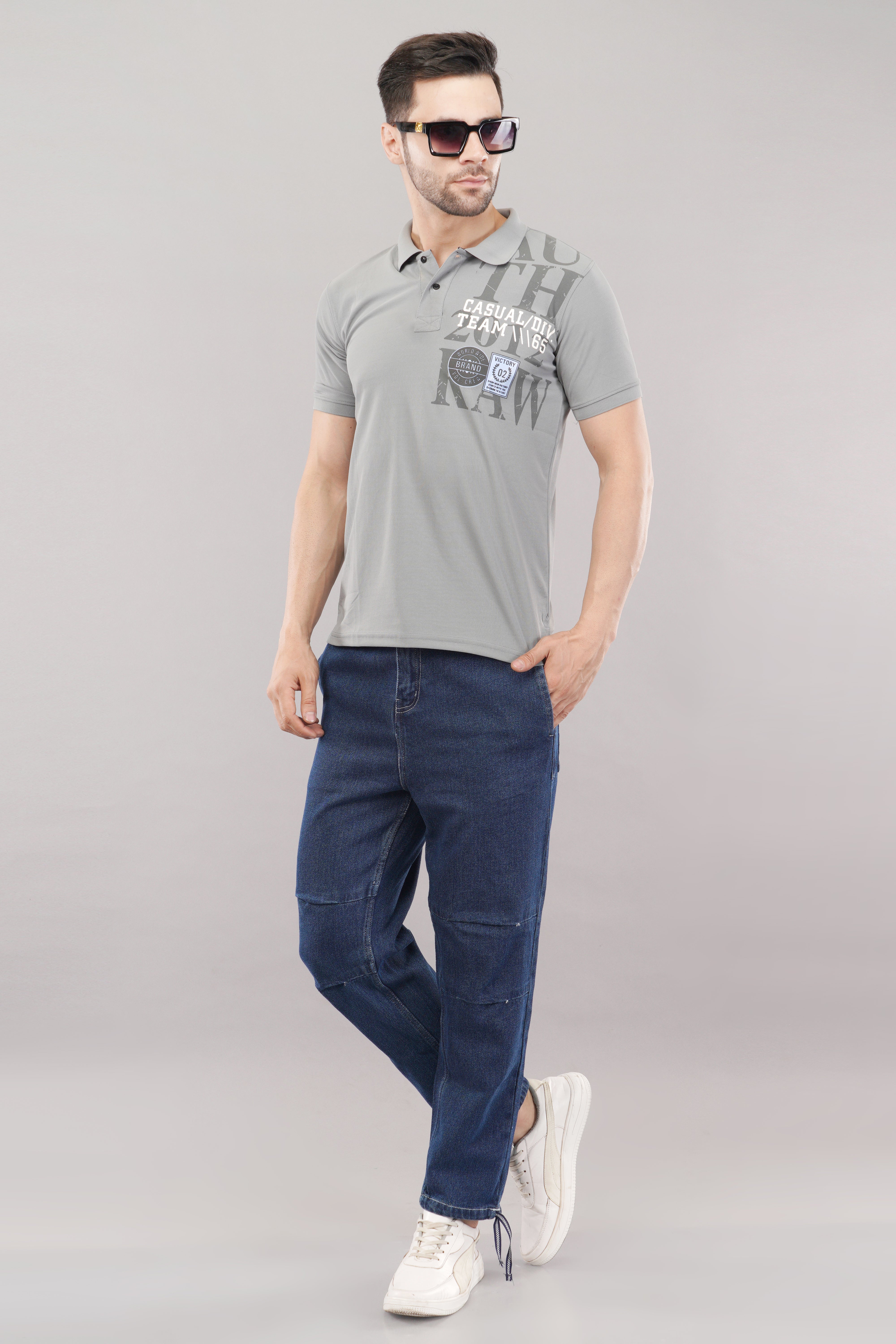 MEN PARACHUTE DARK BLUE BAGGY FIT DENIM JEANS