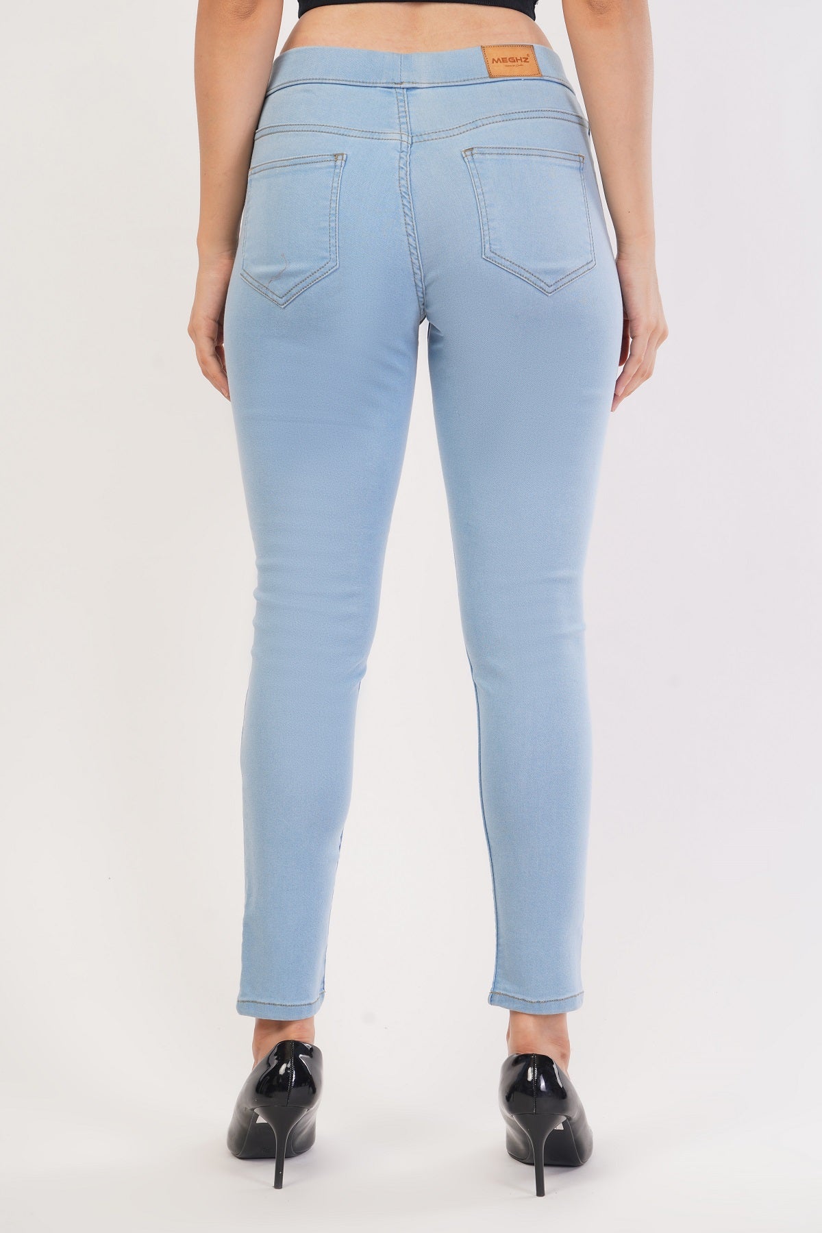 Womens Light Blue Denim Jeggings