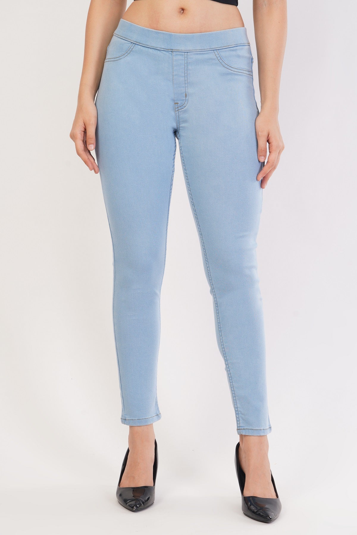 Womens Light Blue Denim Jeggings