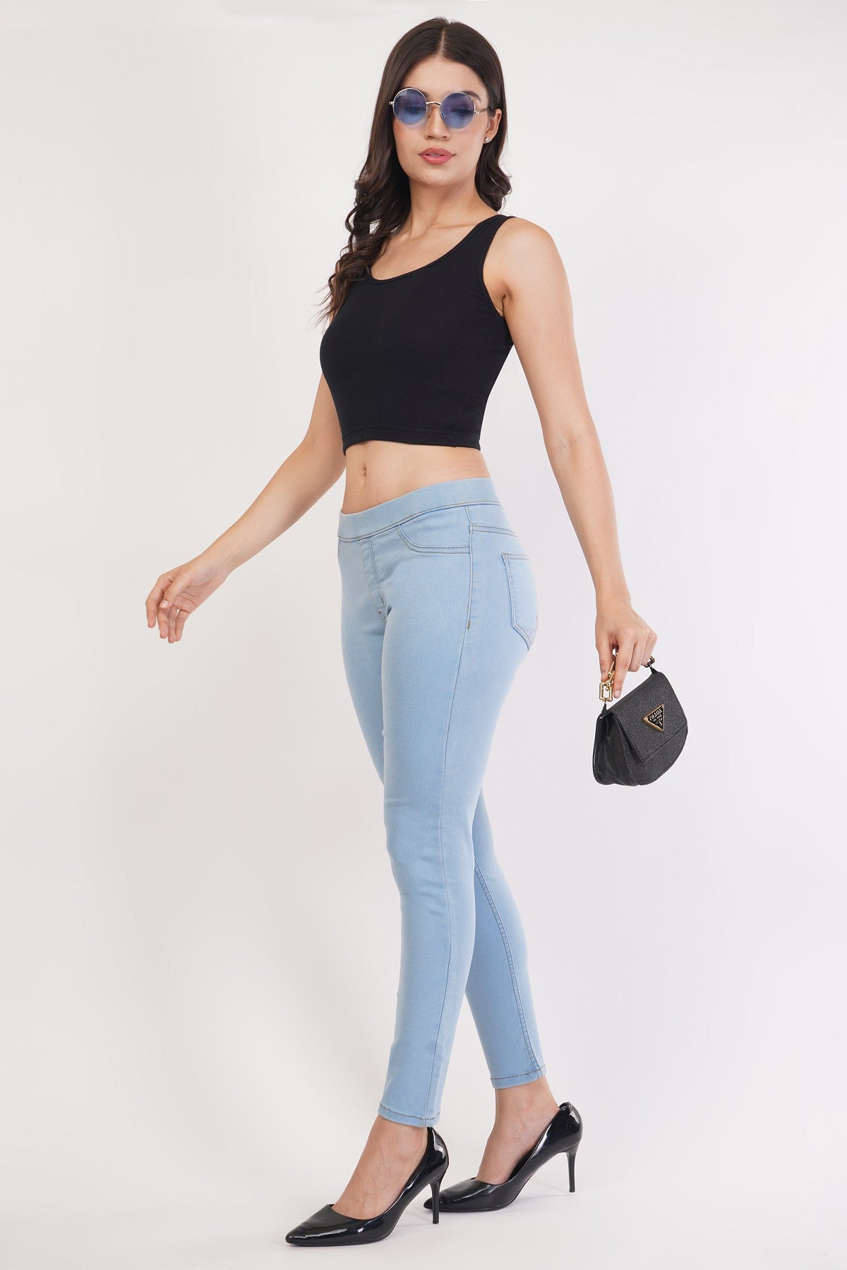 Womens Light Blue Denim Jeggings