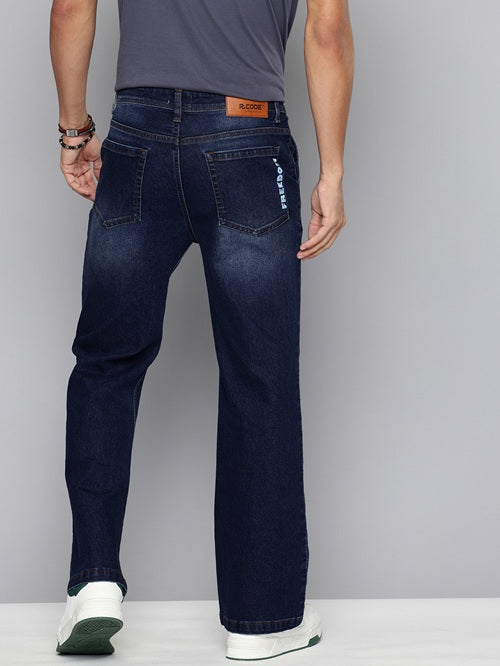 Men Bootcut High-Rise Light Fade Printed Stretchable Jeans
