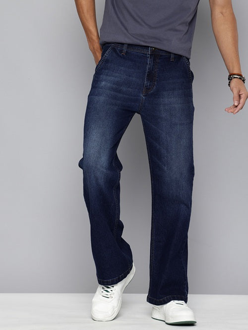 Men Bootcut High-Rise Light Fade Printed Stretchable Jeans