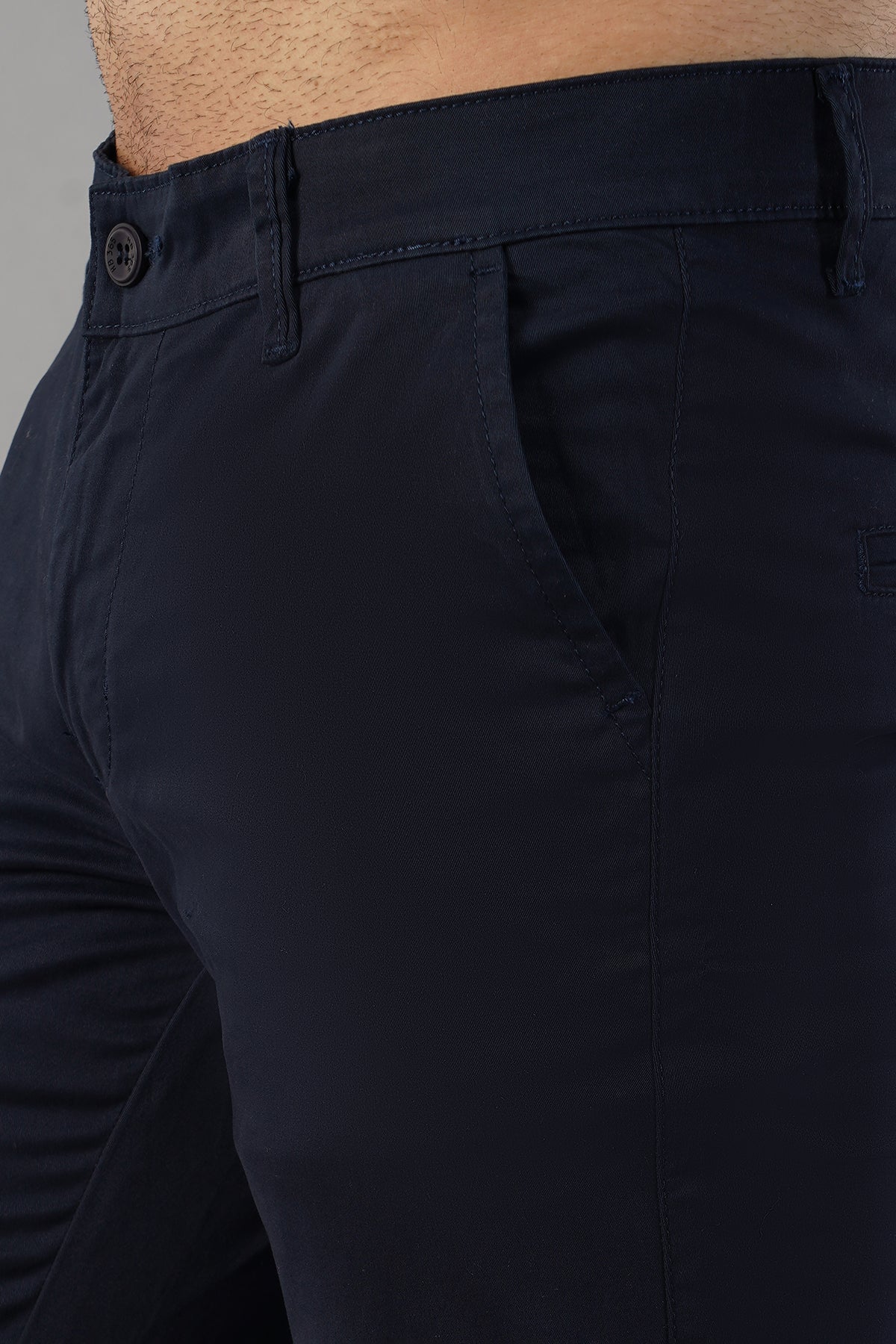 MEGHZ MENS SAPPHIRE BLUE CROPPED CHINOS