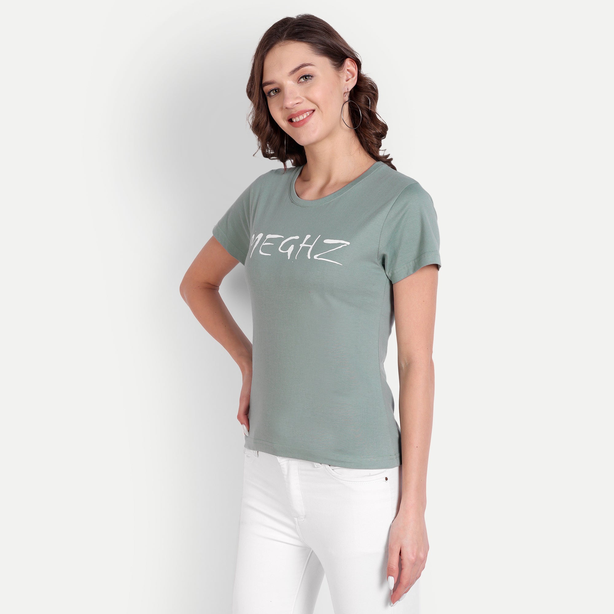 Women’s Sage Green Round Neck T-Shirt
