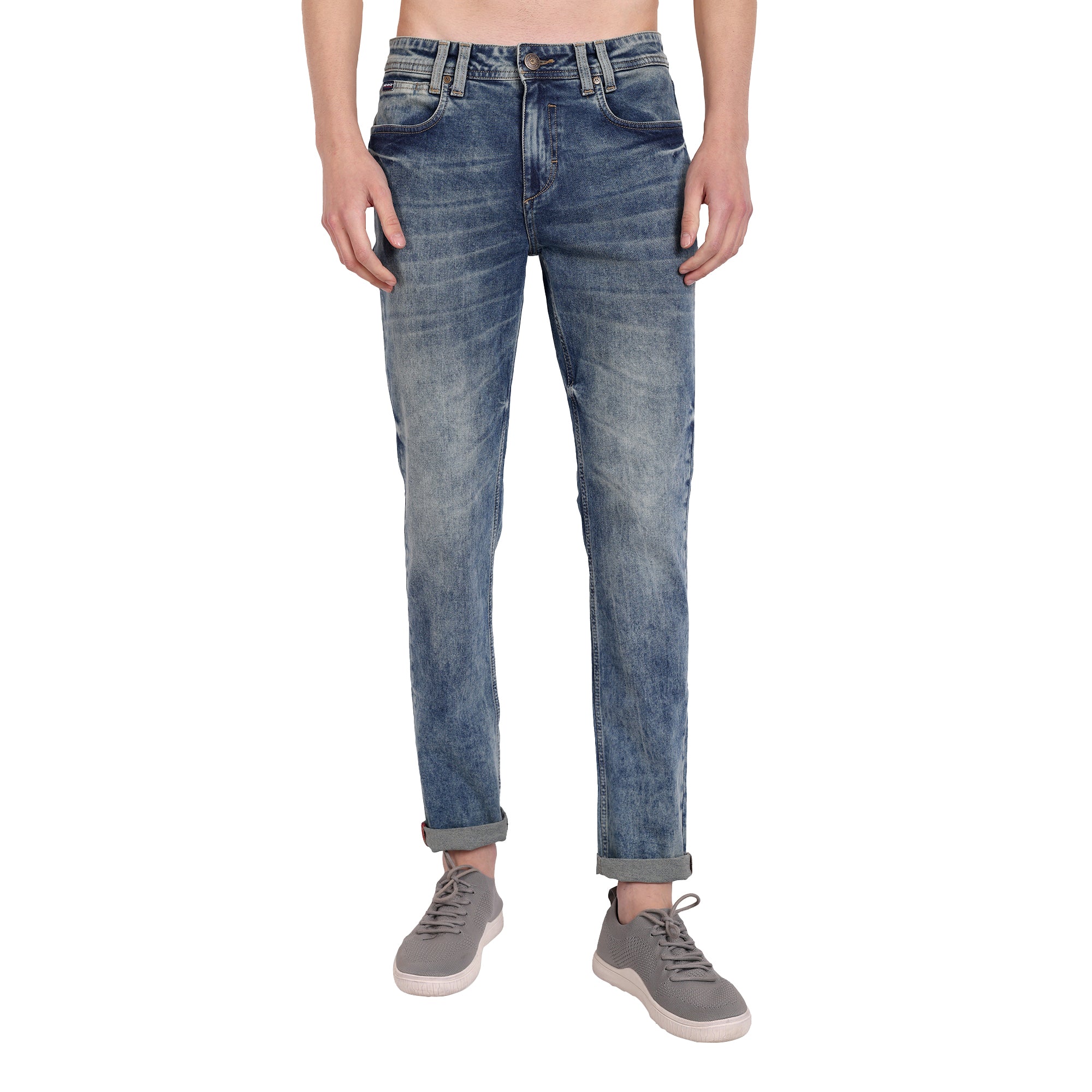 Men's Blue Straight Fit Classic Casual Jeans