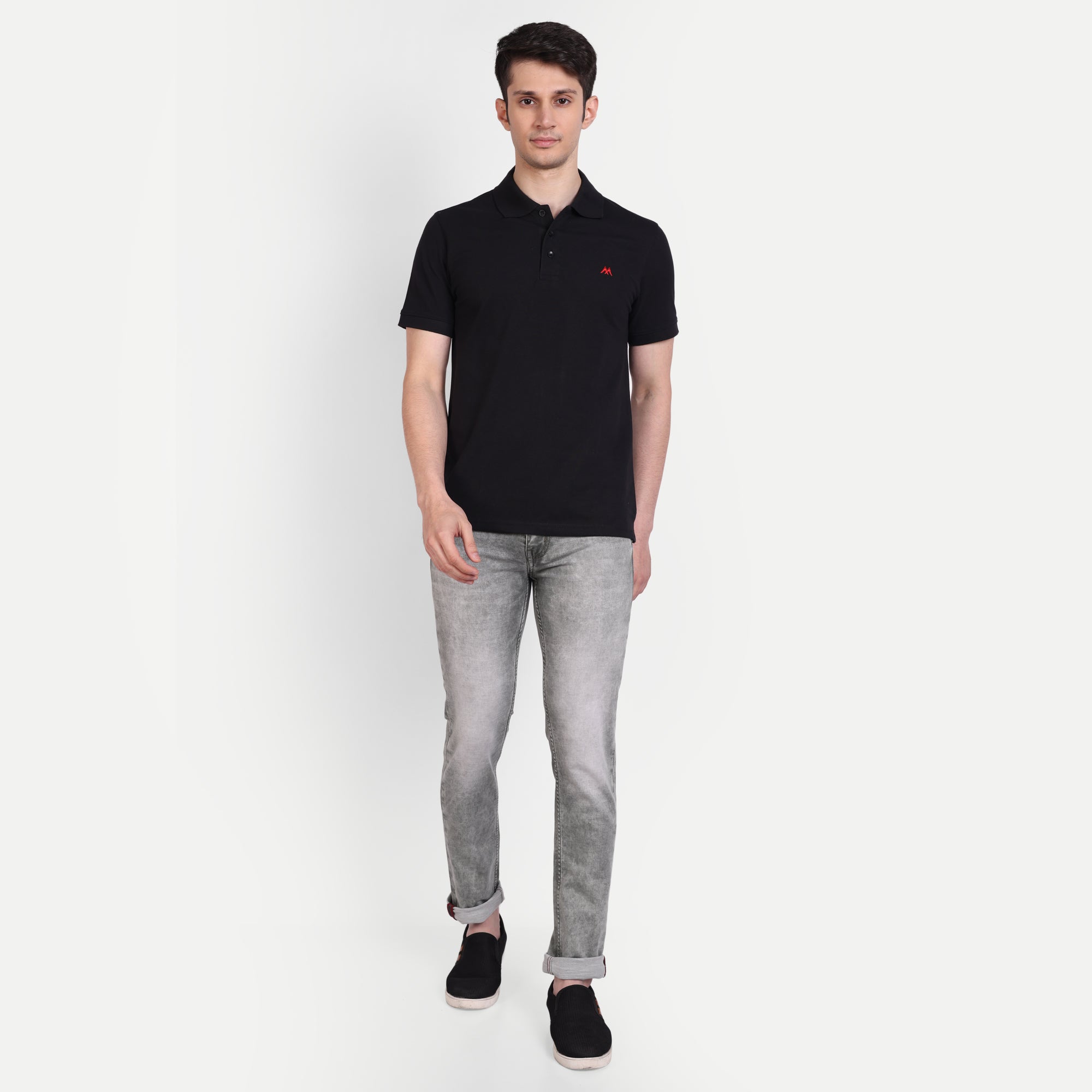 Grey Slim Fit Washed Denim Jeans for Men