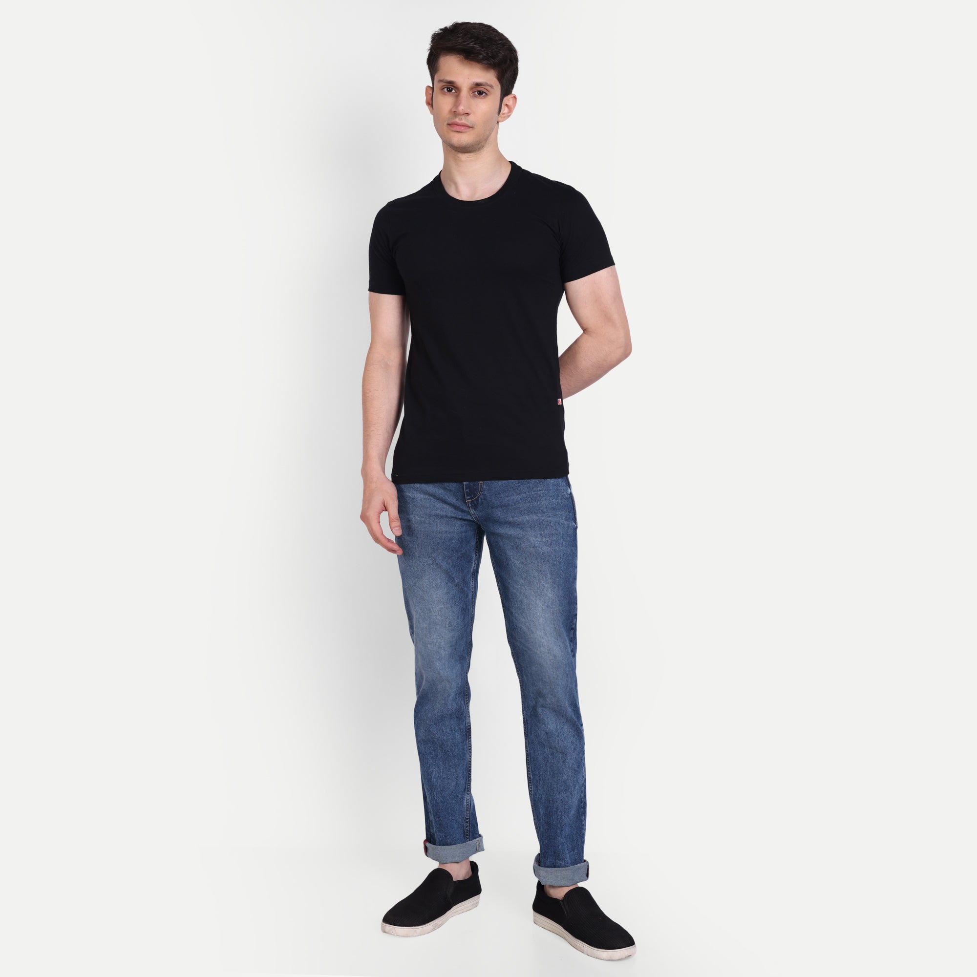 Classic Mid Blue Straight Fit Washed Jeans