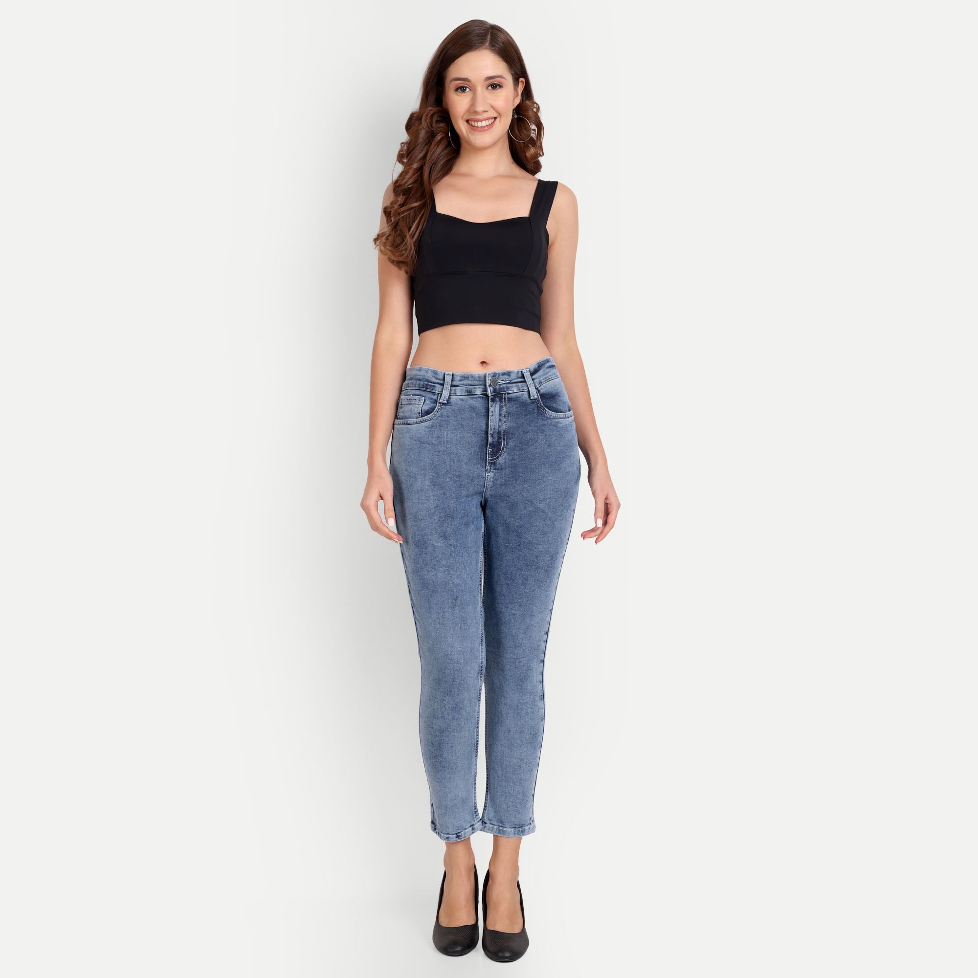 Women's Light Blue Slim Fit Denim Jeans