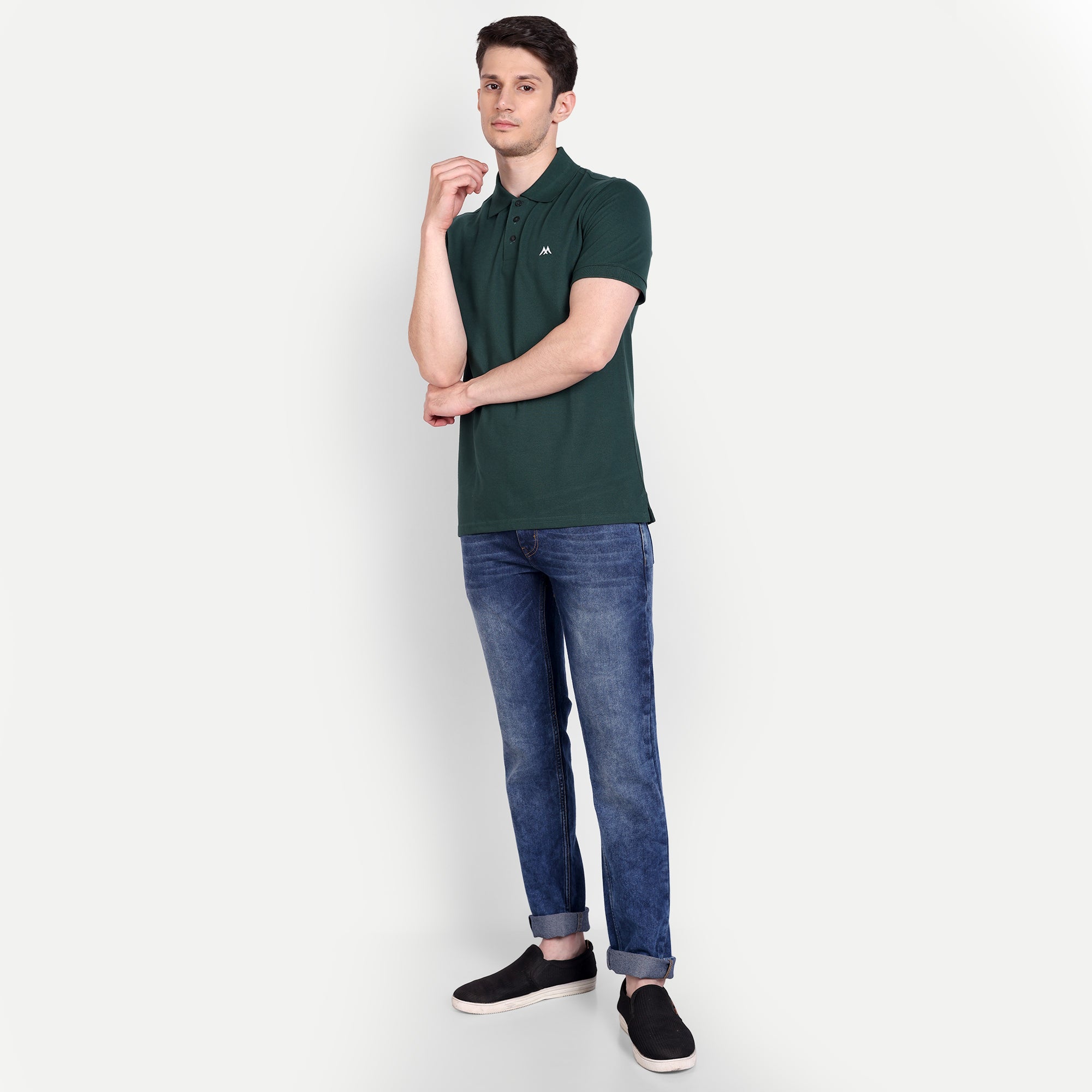 Mid-Wash Blue Slim Fit Casual Jeans
