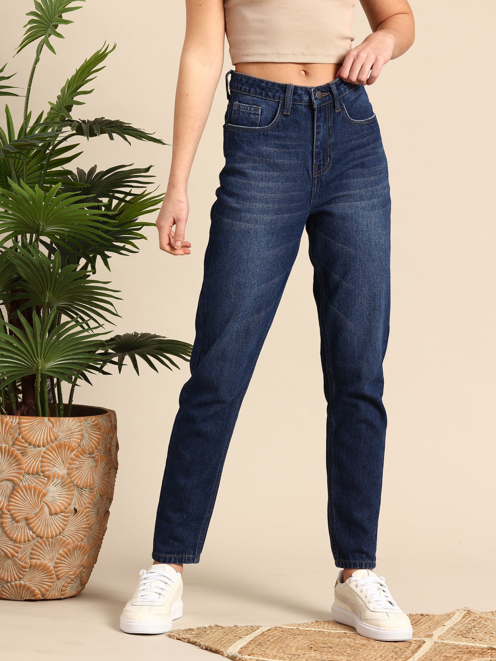 Women Mom Fit Light Fade Jeans