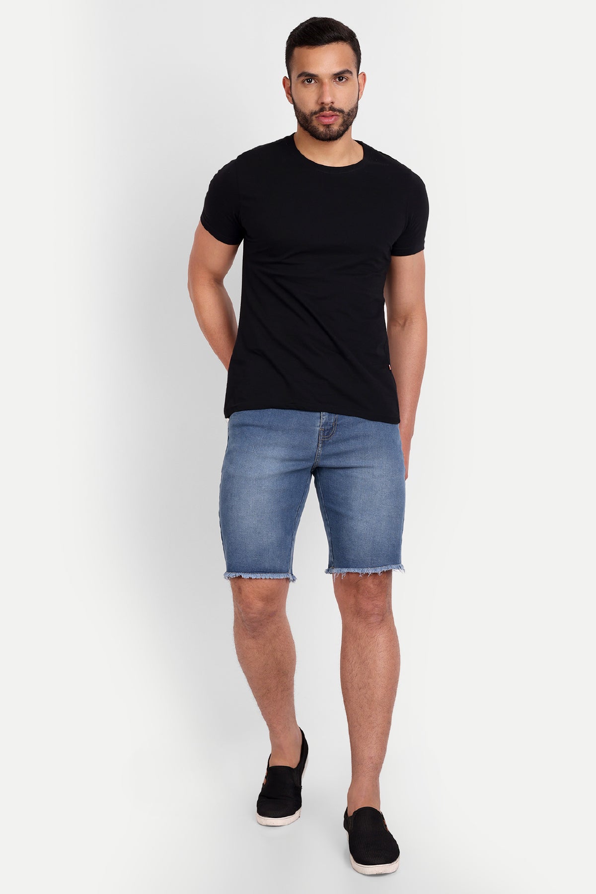 Dark blue sale denim shorts mens