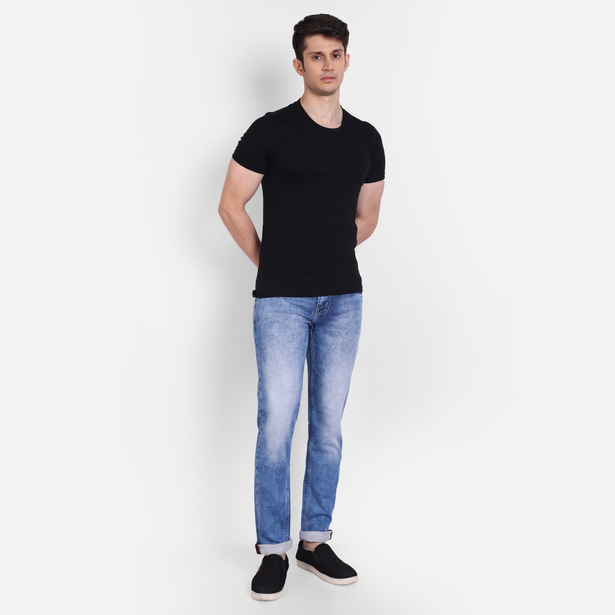 Men's Light Blue Slim Fit Casual Denim Jeans