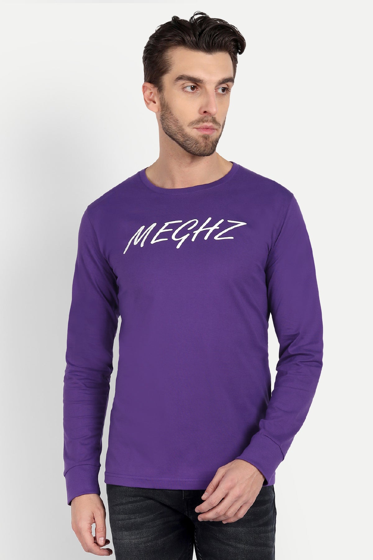 Men's Full Sleeve Purple T-Shirt