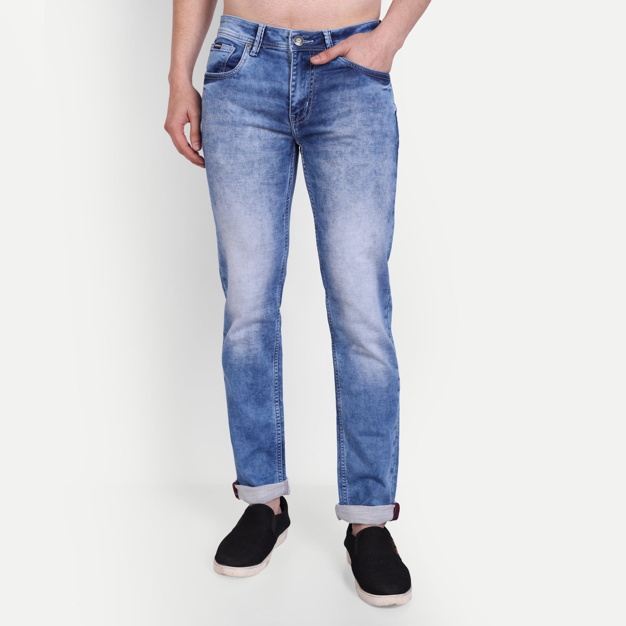 Men's Light Blue Slim Fit Casual Denim Jeans
