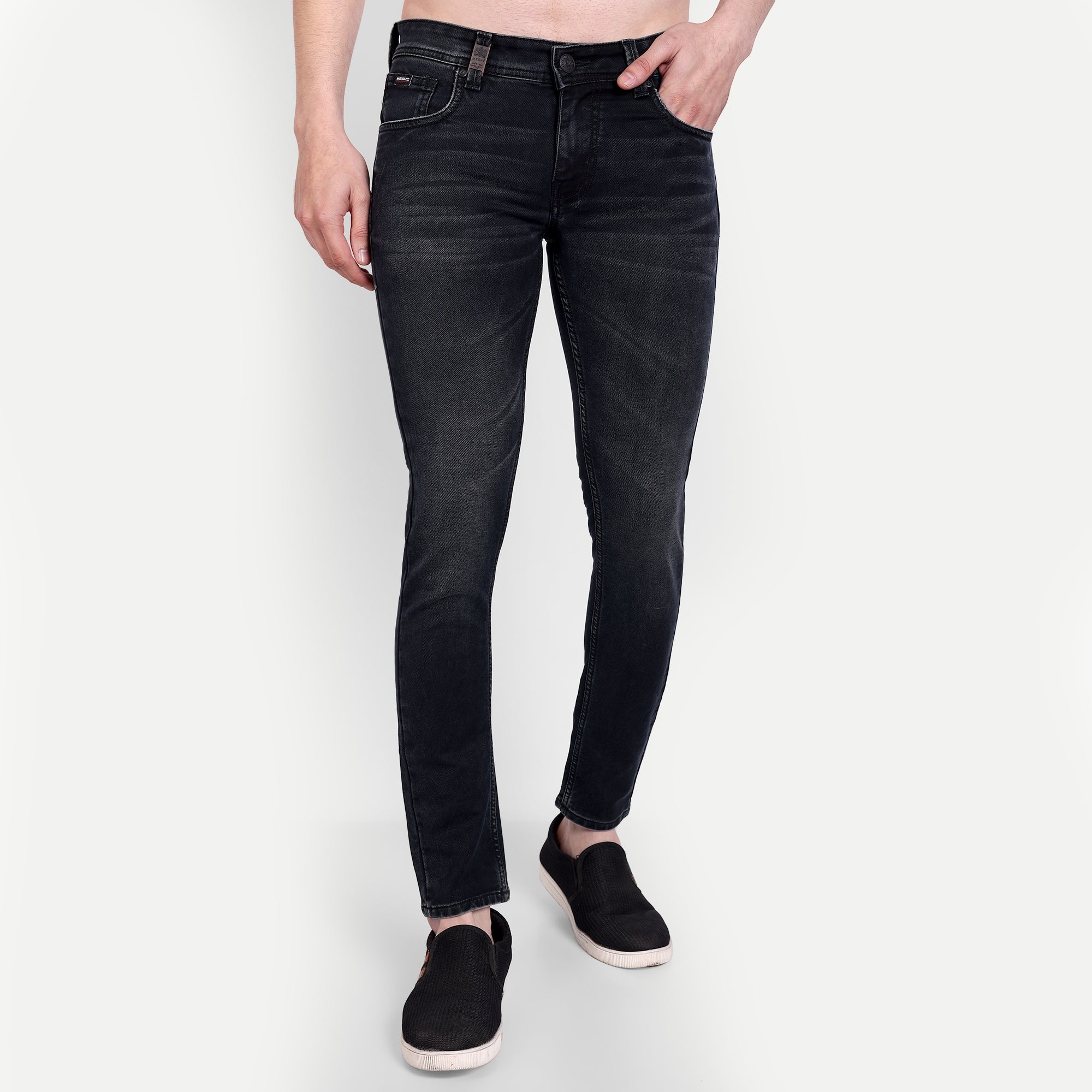 Classic Black Skinny Fit Denim Jeans for Men