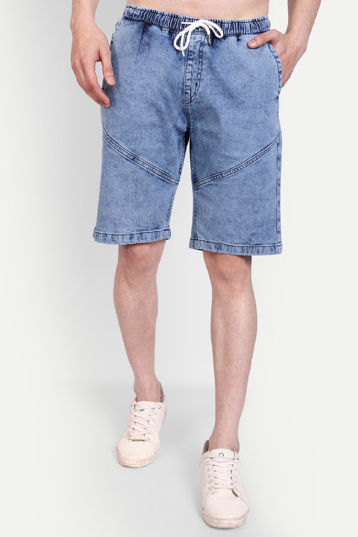 Men Vintage Blue Midrise Shorts