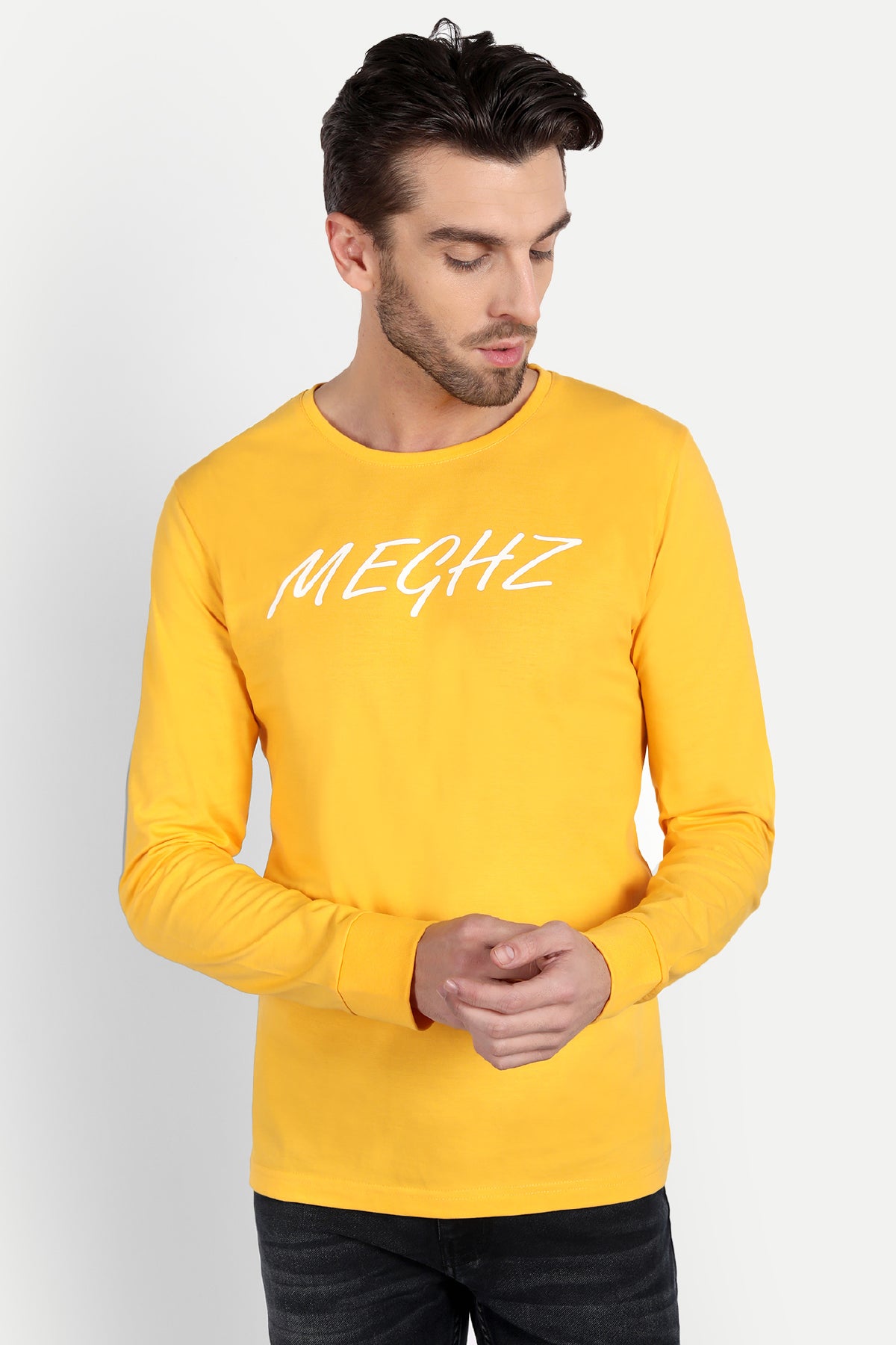 Men's Full Sleeve Yellow T-Shirt
