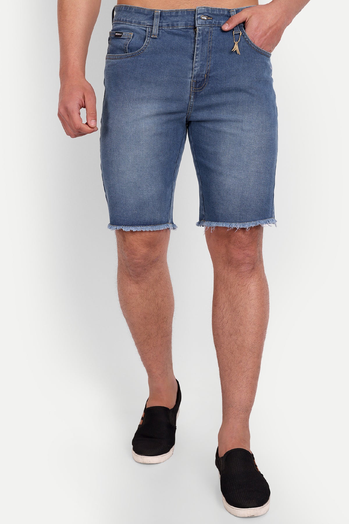 Men Dark Blue Denim Regular Shorts