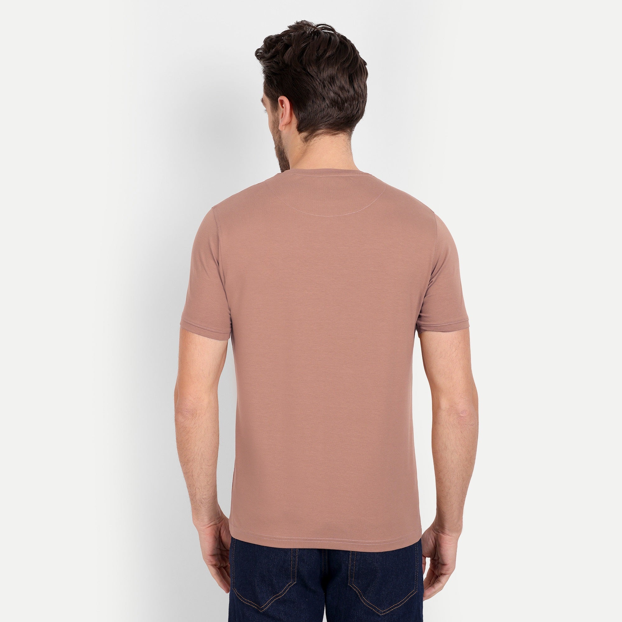 Men's Solid Brown Round Neck T-Shirt