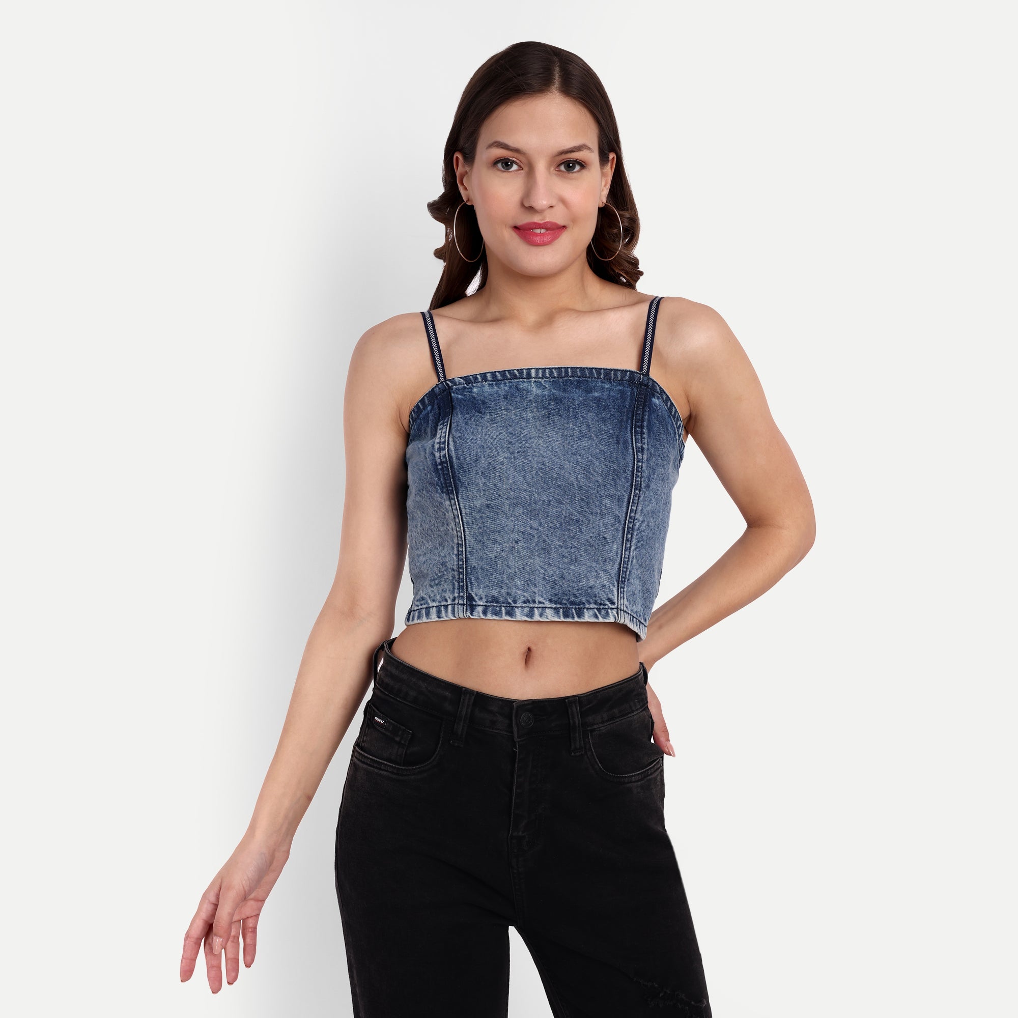Women's Blue Denim Crop Top