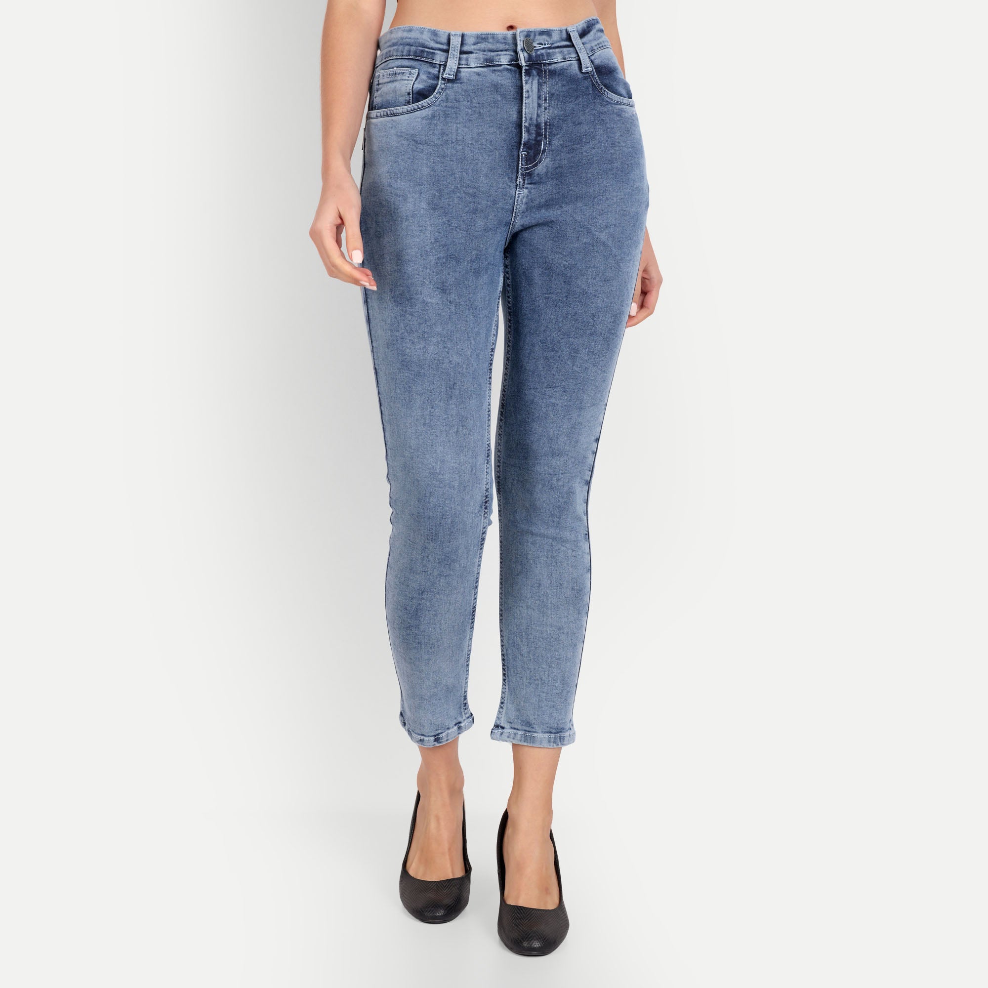 Women's Light Blue Slim Fit Denim Jeans