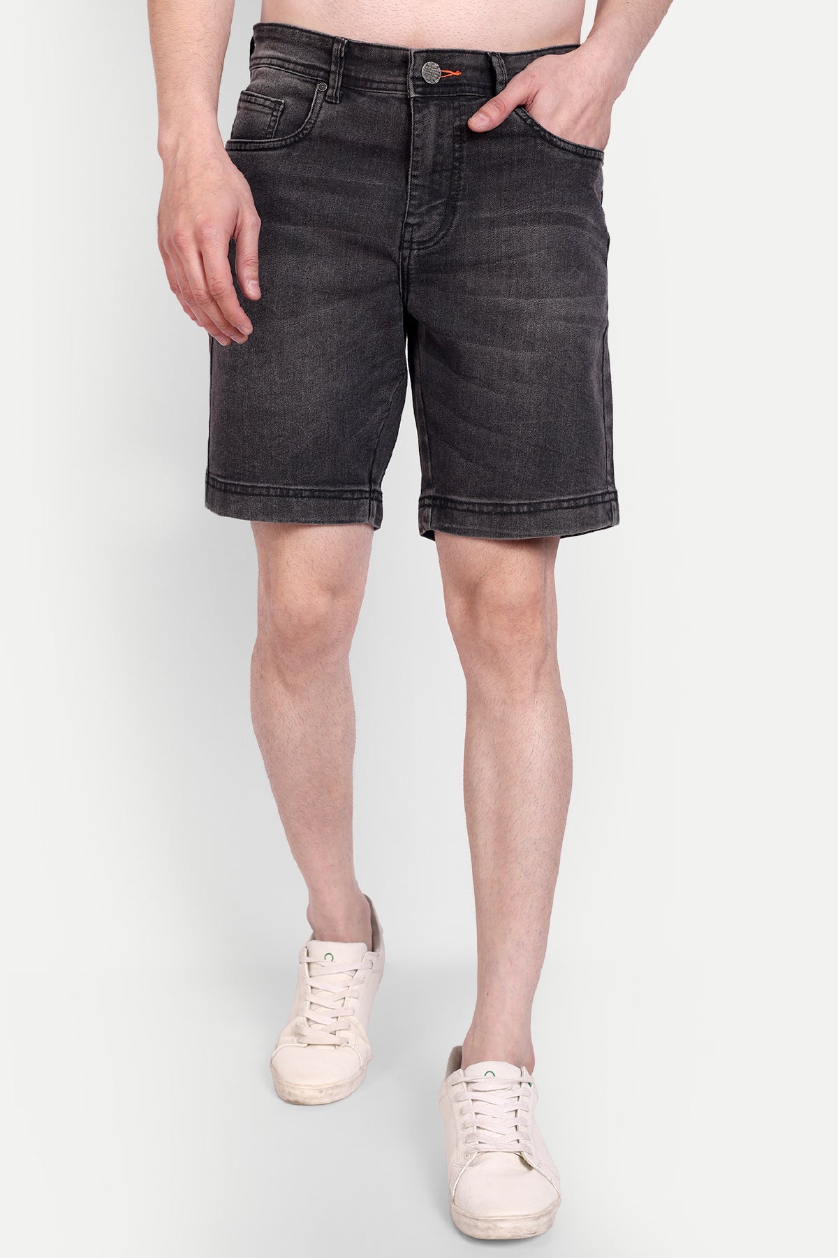 Men Grey Denim Regular Shorts