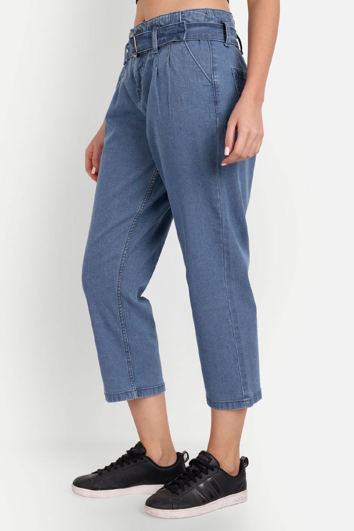 SHEIN Frenchy Plus Paperbag Waist Capri Jeans | SHEIN USA