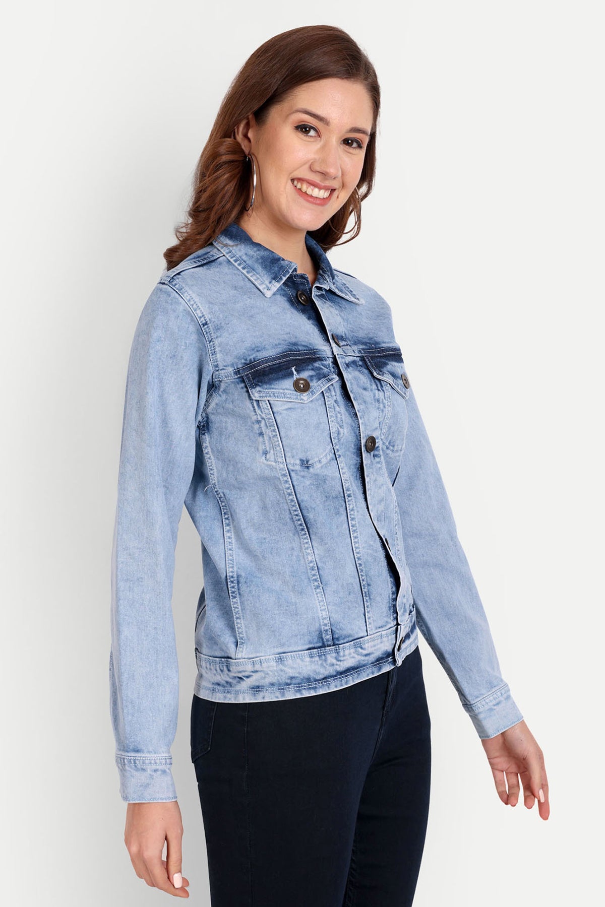 Women Light Blue Denim Trucker jacket