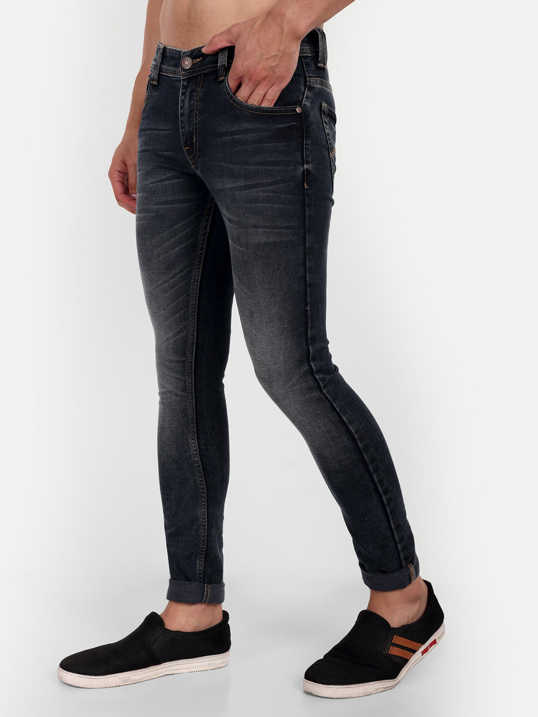 Men's Charcoal Black Ankle Fit Jeans