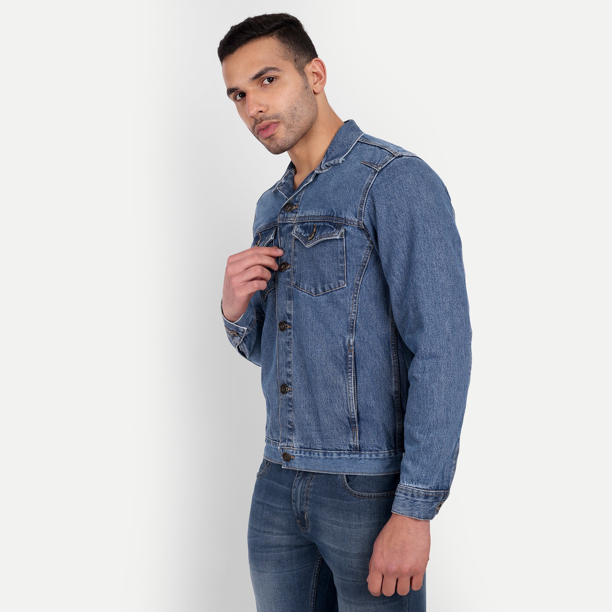 Men's Mid Blue Full Sleeve Denim Jacket