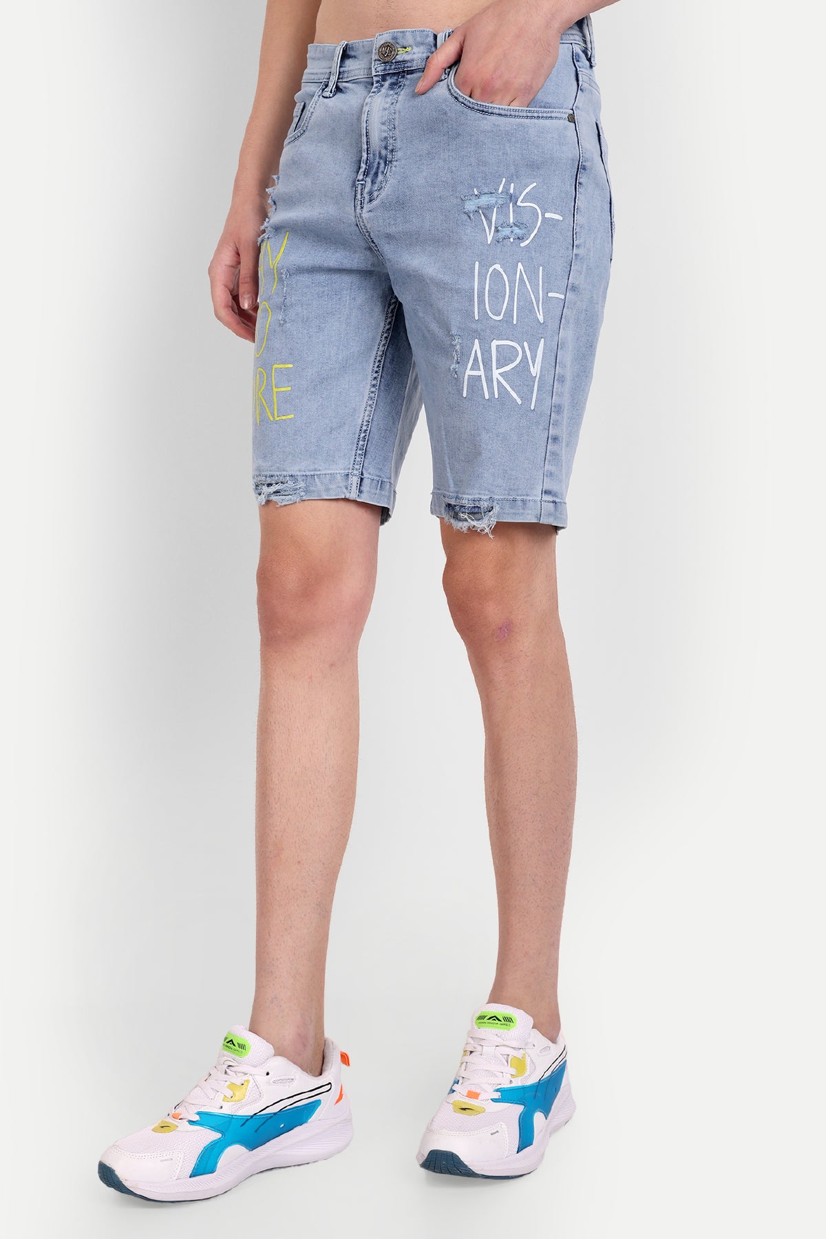 Mens denim hot sale shorts distressed