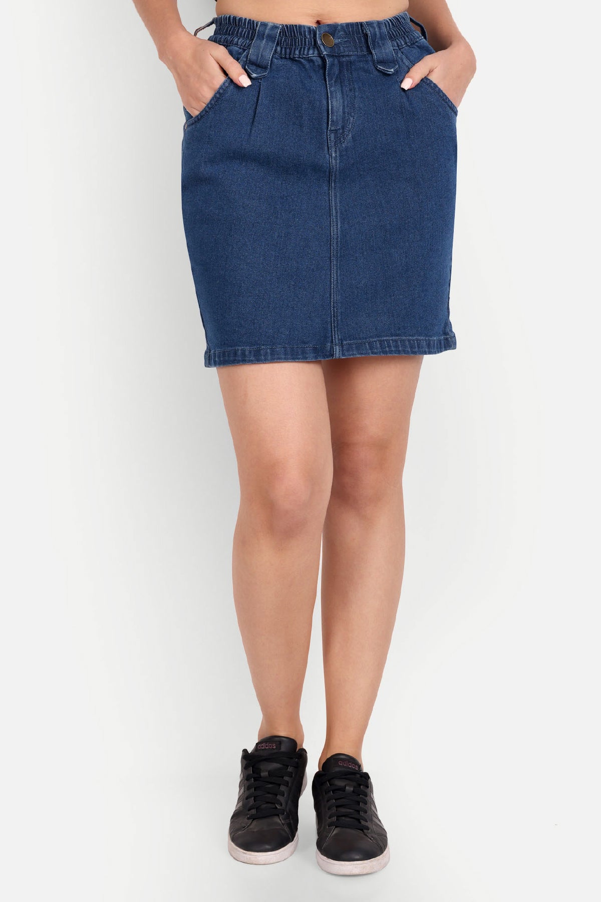 Women Dark Blue Elasticated Skirt