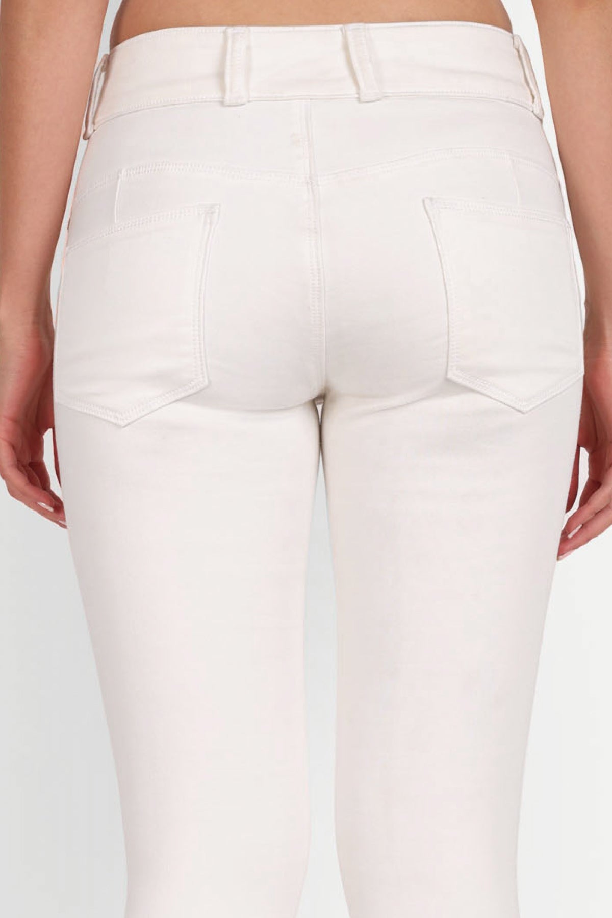 Women White Skinny Two Button Jeans