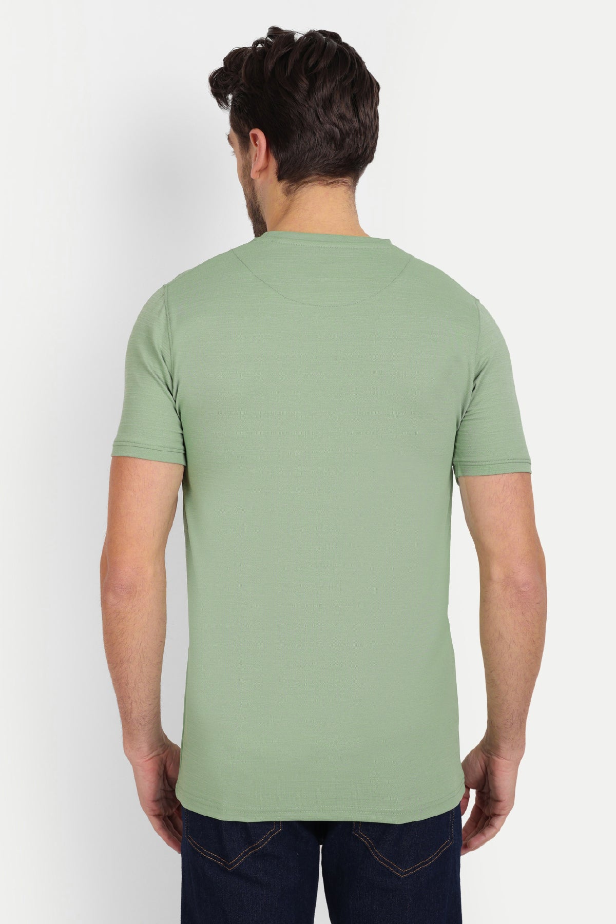 Printed Men Round Neck Spring Green T-Shirt