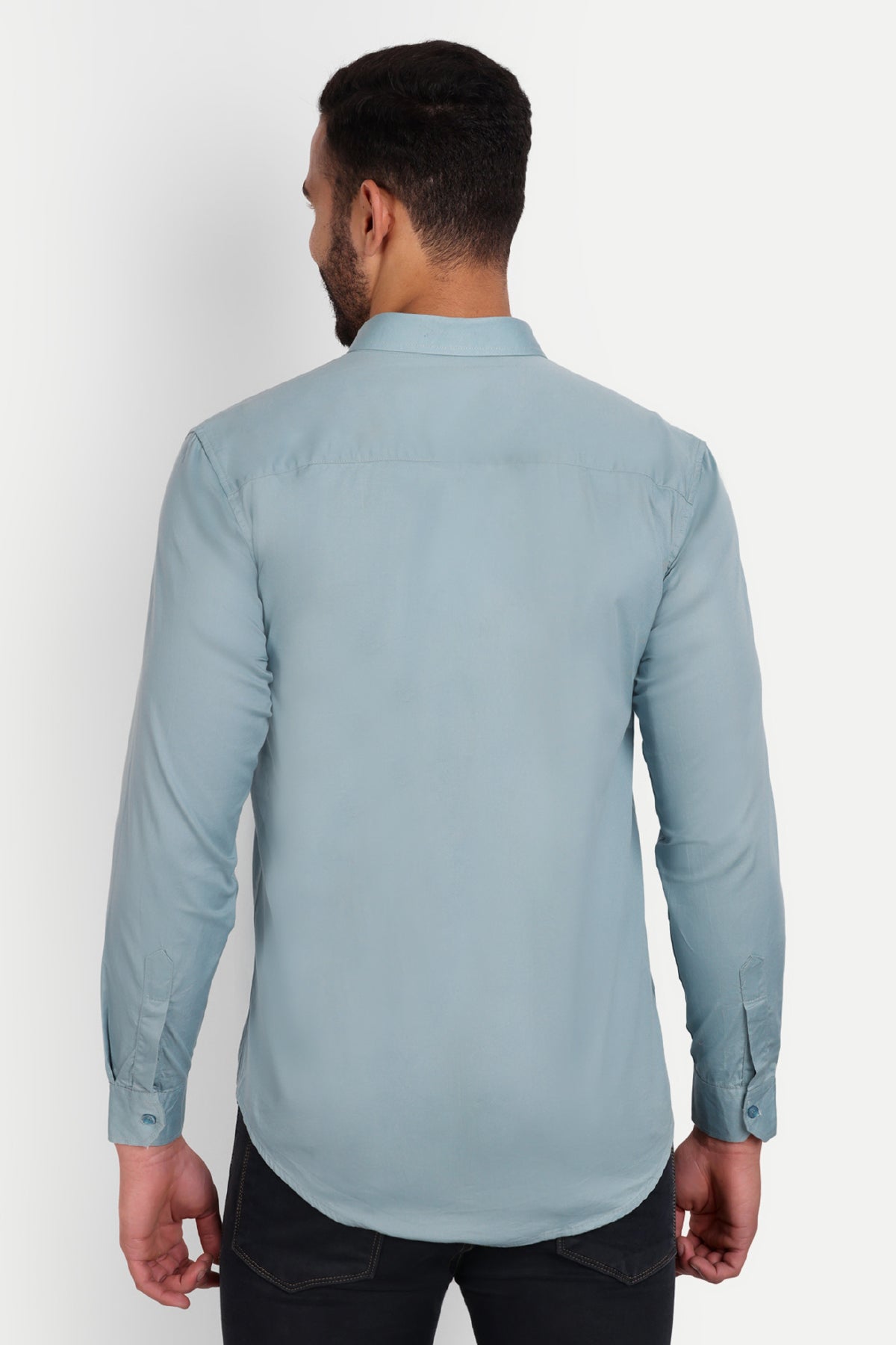 Men Slim Fit Light Teal Shirt