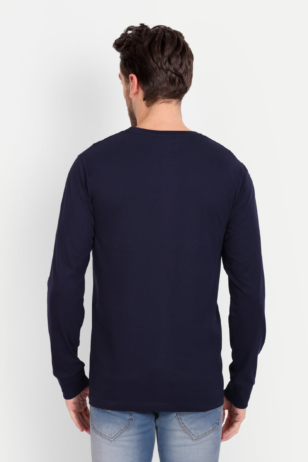 Men's Full Sleeve Navy Blue T-Shirt