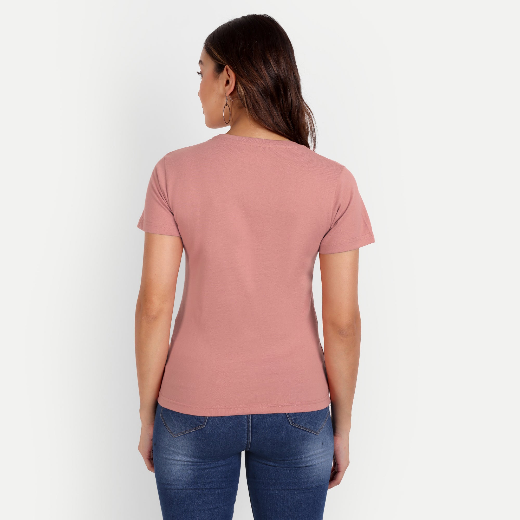 Women’s Salmon Pink Round Neck T-Shirt