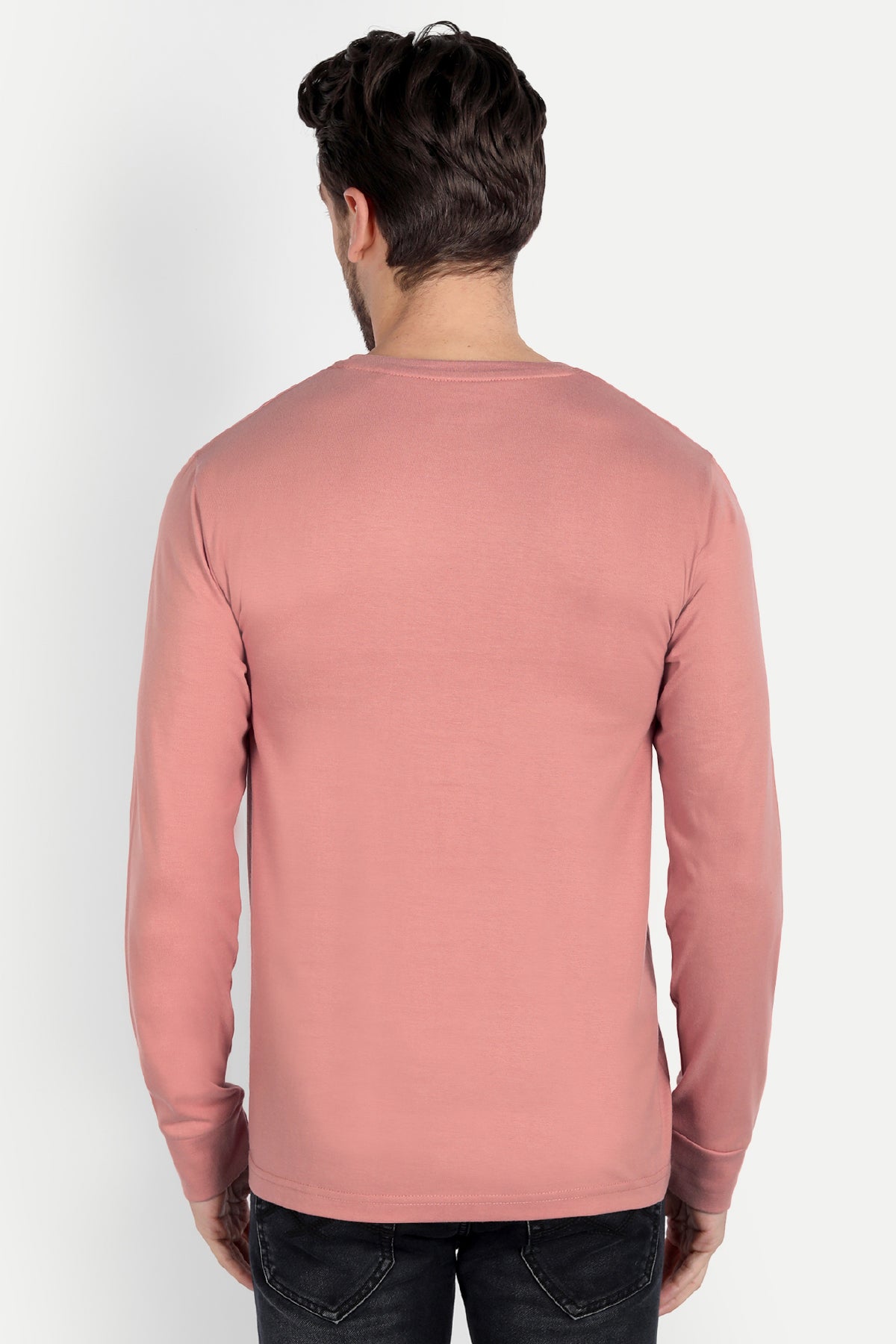 Men's Full Sleeve Salmon Pink T-Shirt