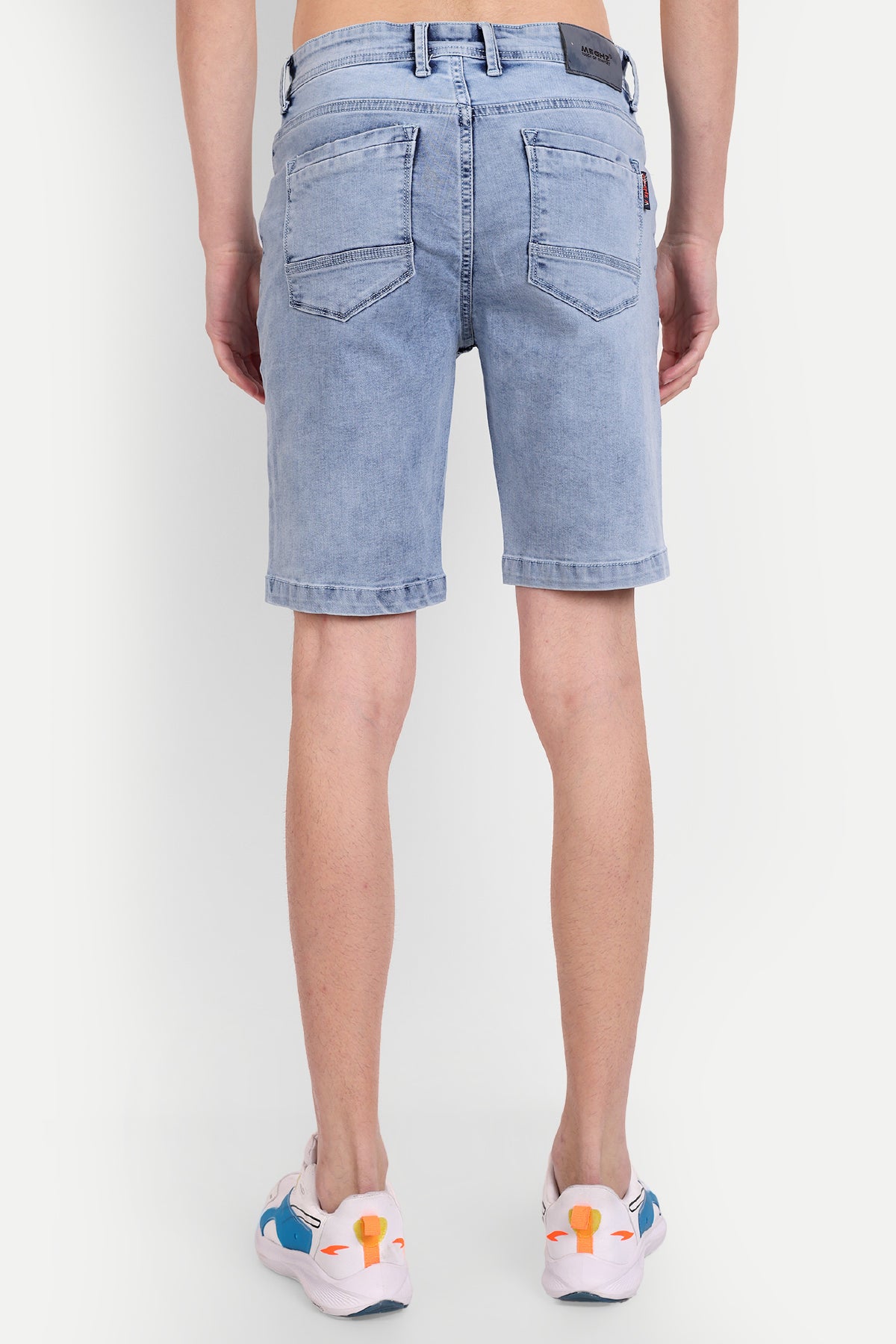 Men Distressed Solid  Printed Light Blue Denim Shorts
