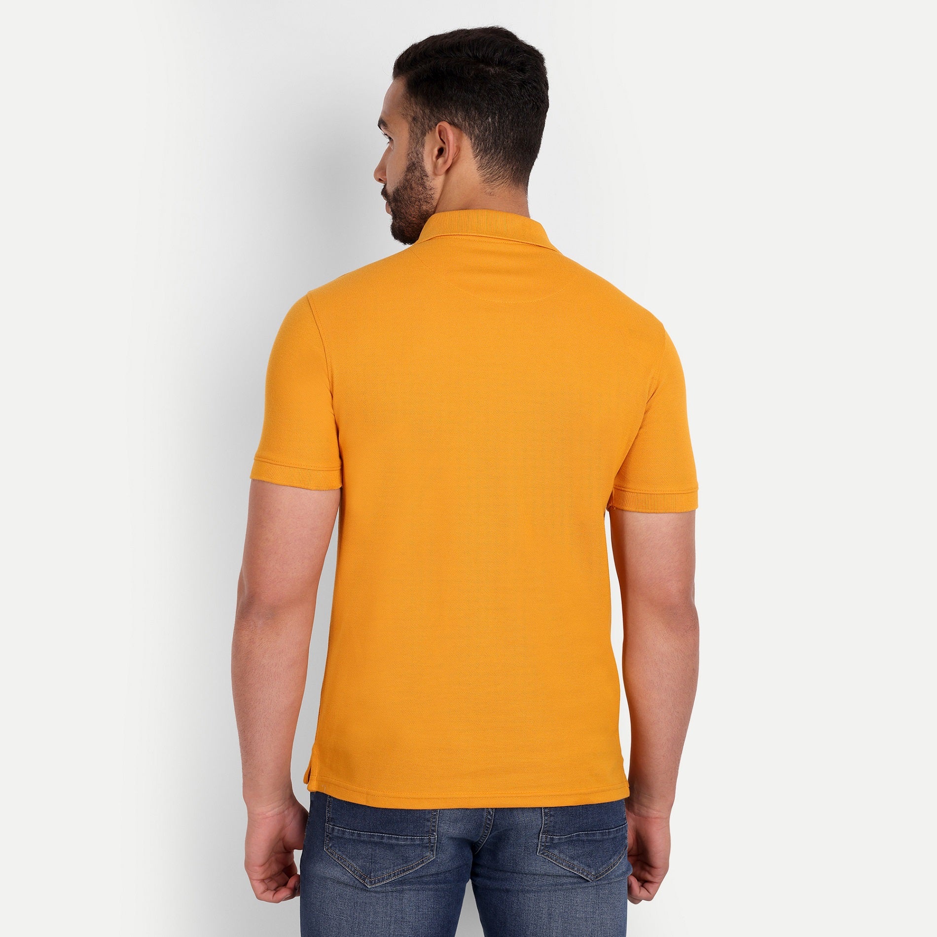 Men's Solid Mustard Yellow Polo Neck T-Shirt